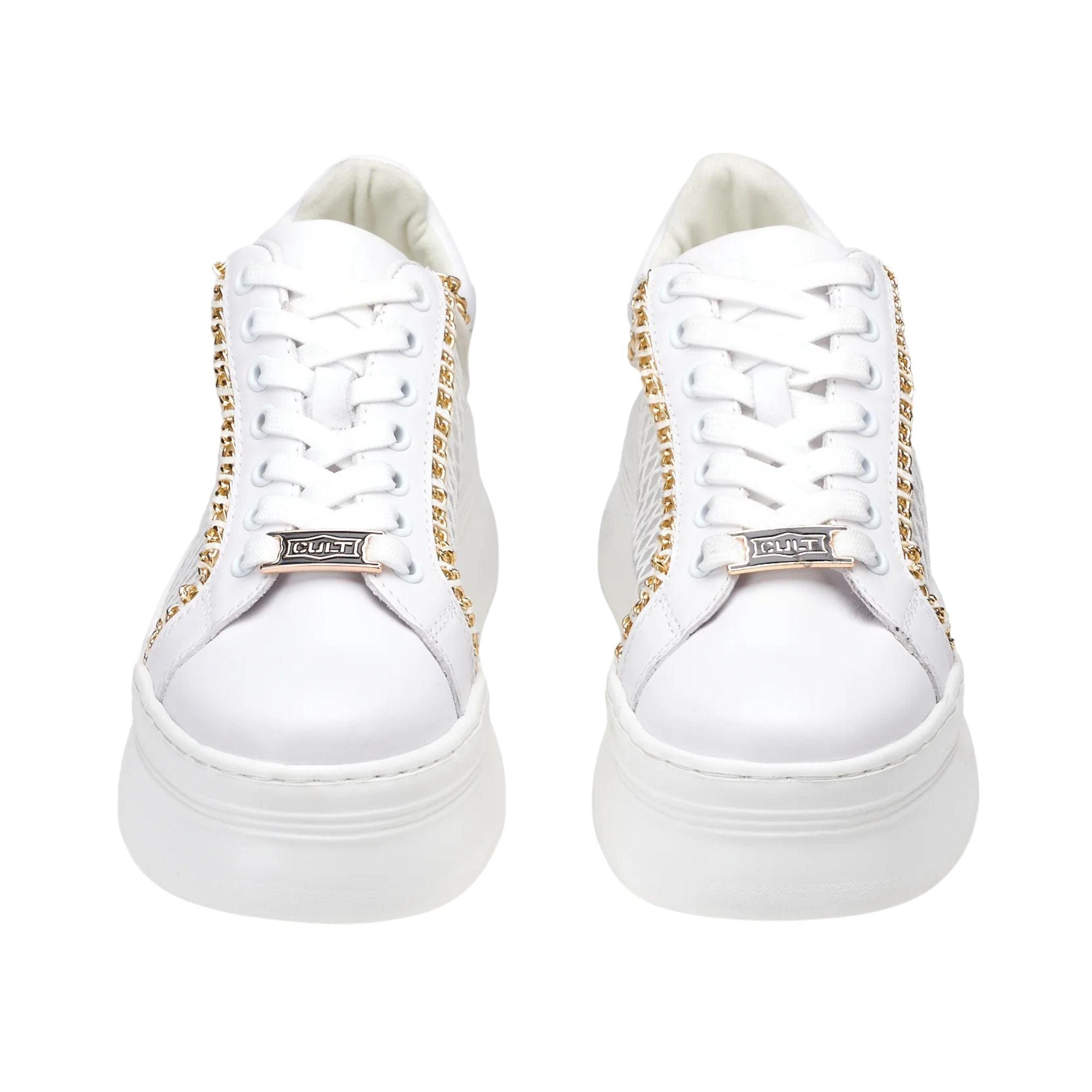 Sneakers Donna con catena dorata decorativa e suola platform