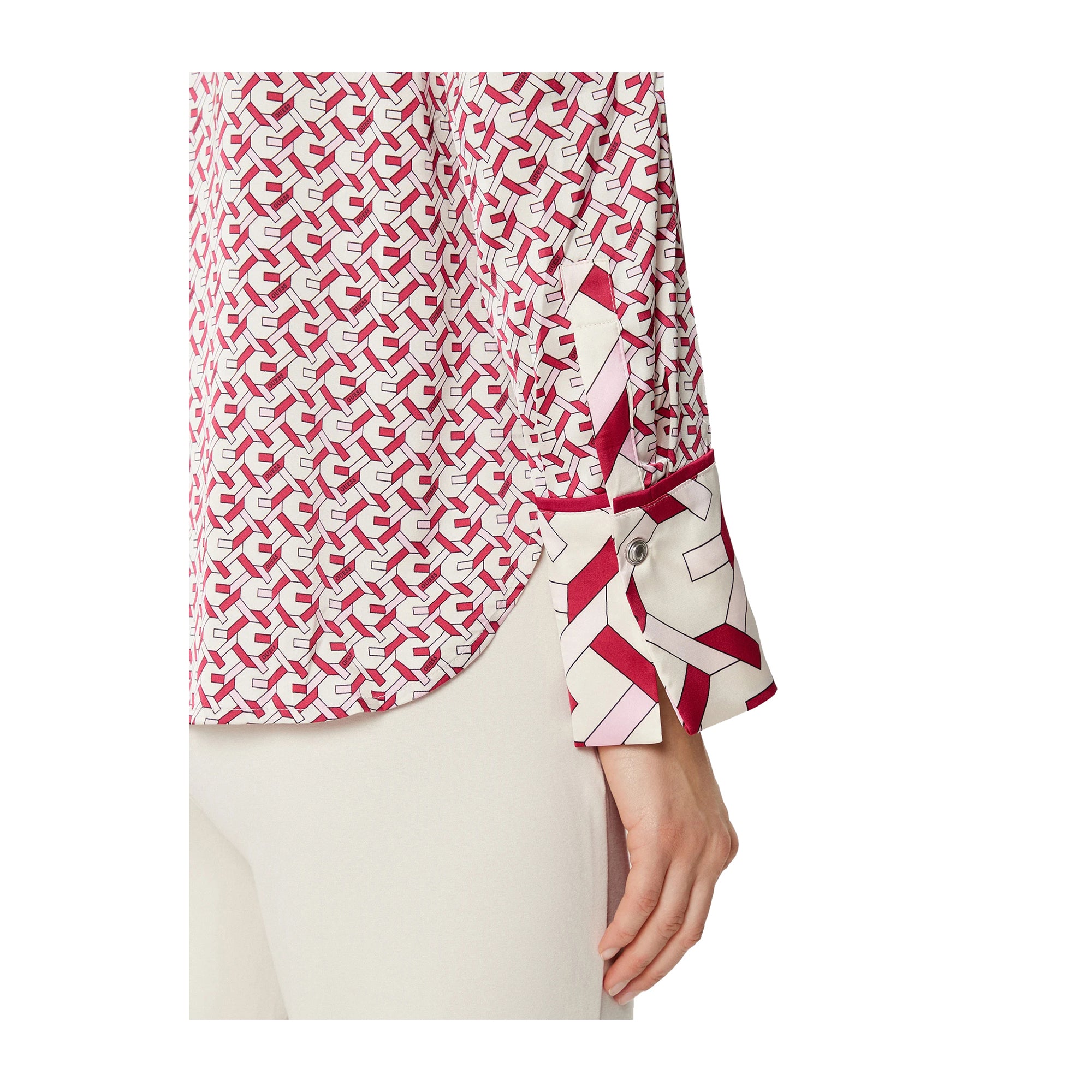Guess Camicia Donna con fantasia geometrica Rosa