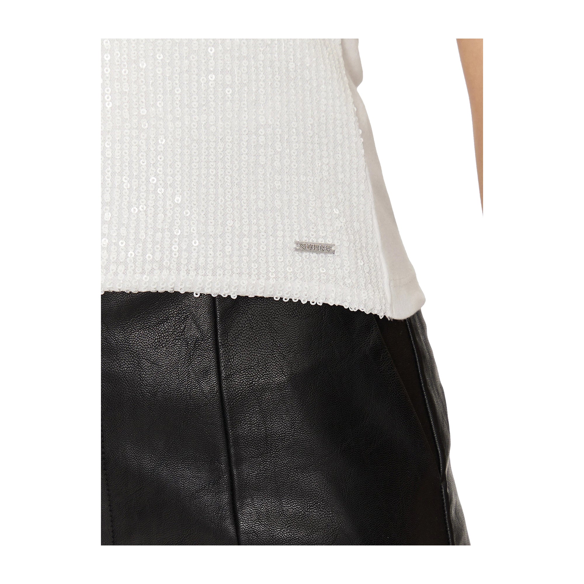 Top Donna modello Alexia Bianco con paillettes