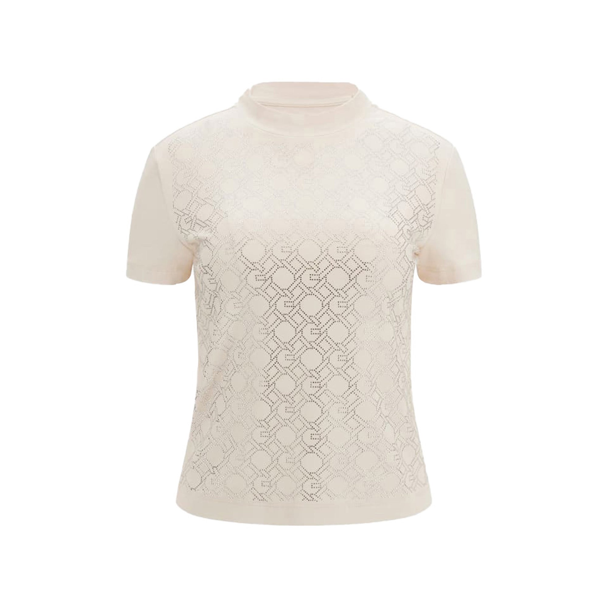 Guess T-shirt Donna con logo chain all over Bianco