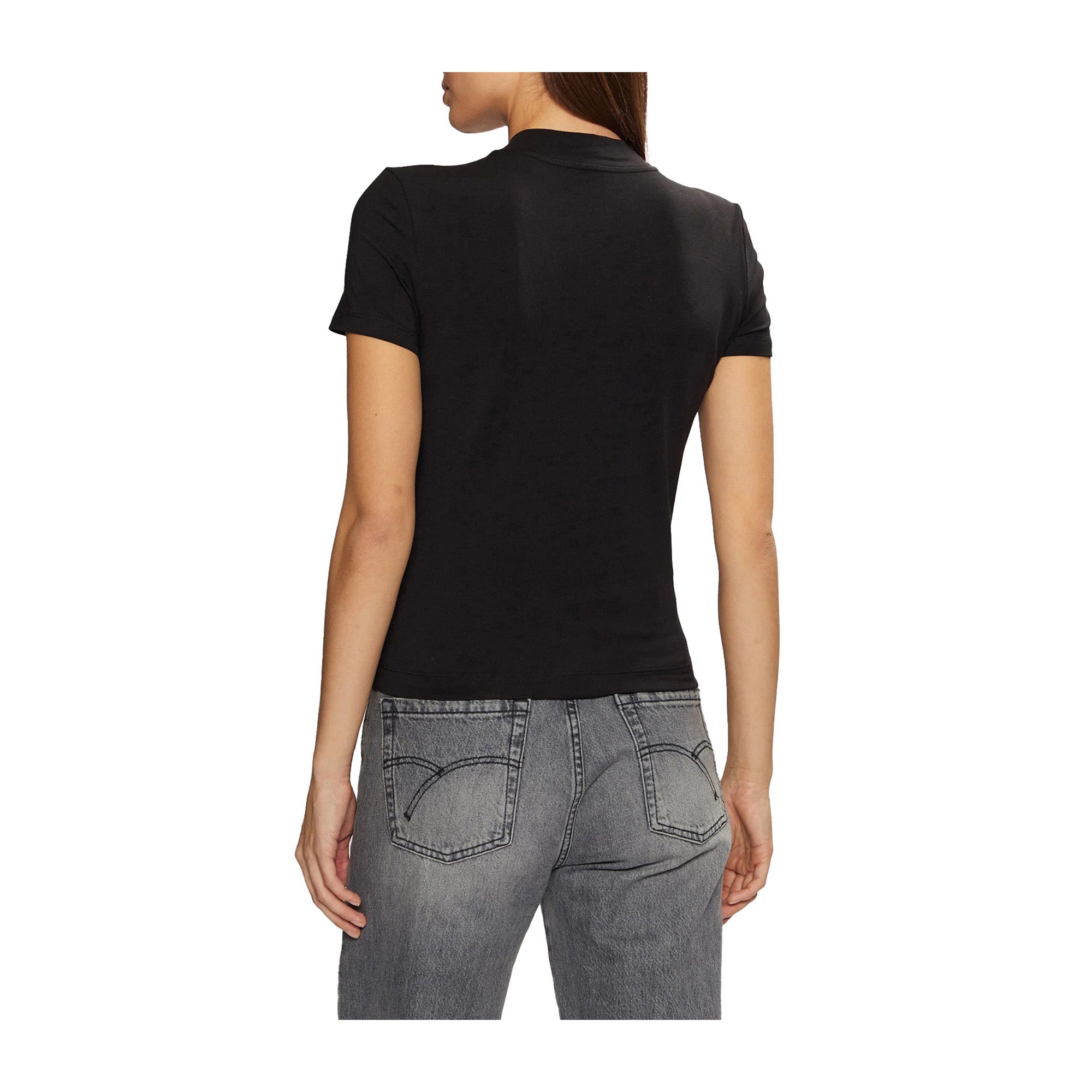 Guess T-shirt Donna con logo chain all over Nero