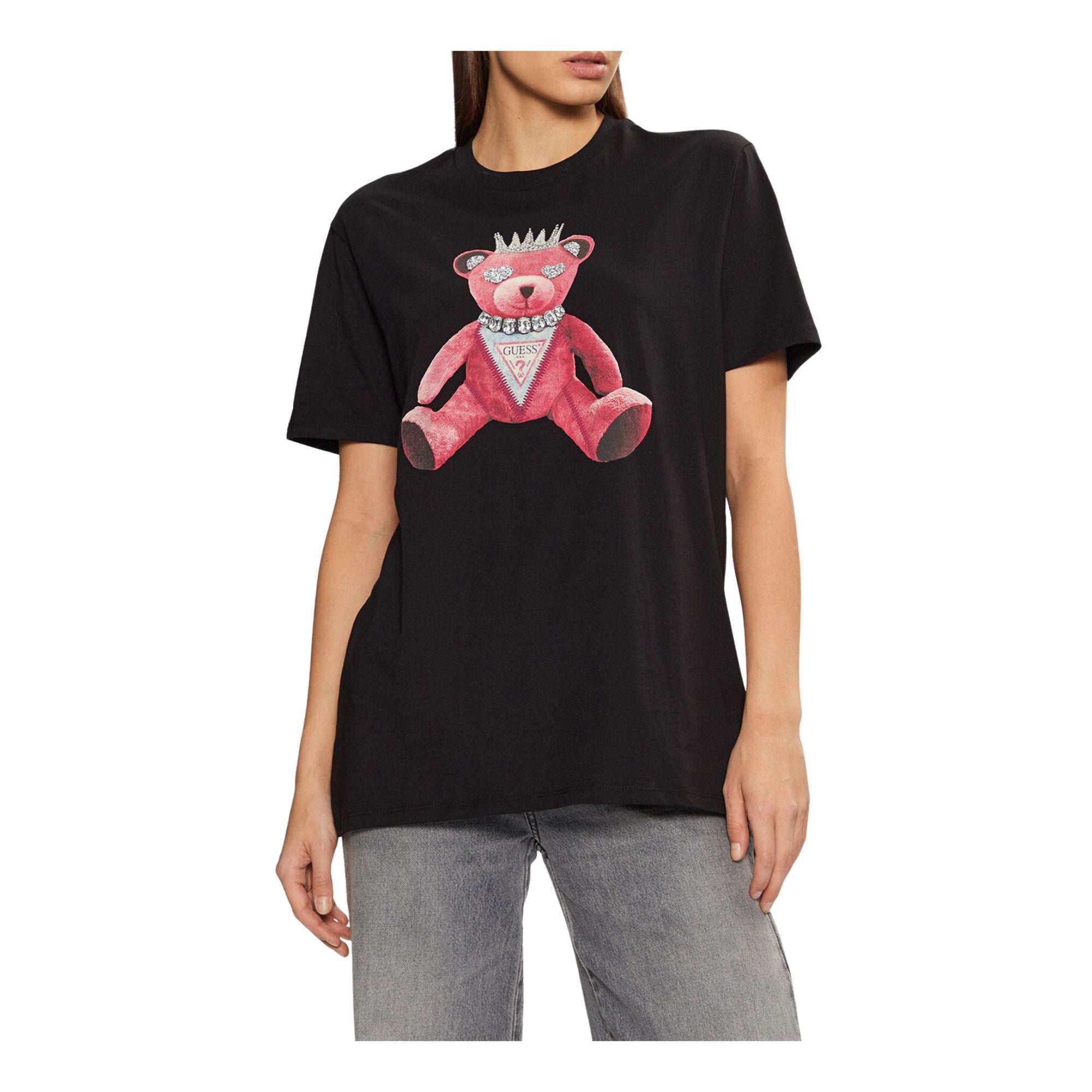 Guess T-shirt Donna con stampa orso frontale modella frontale