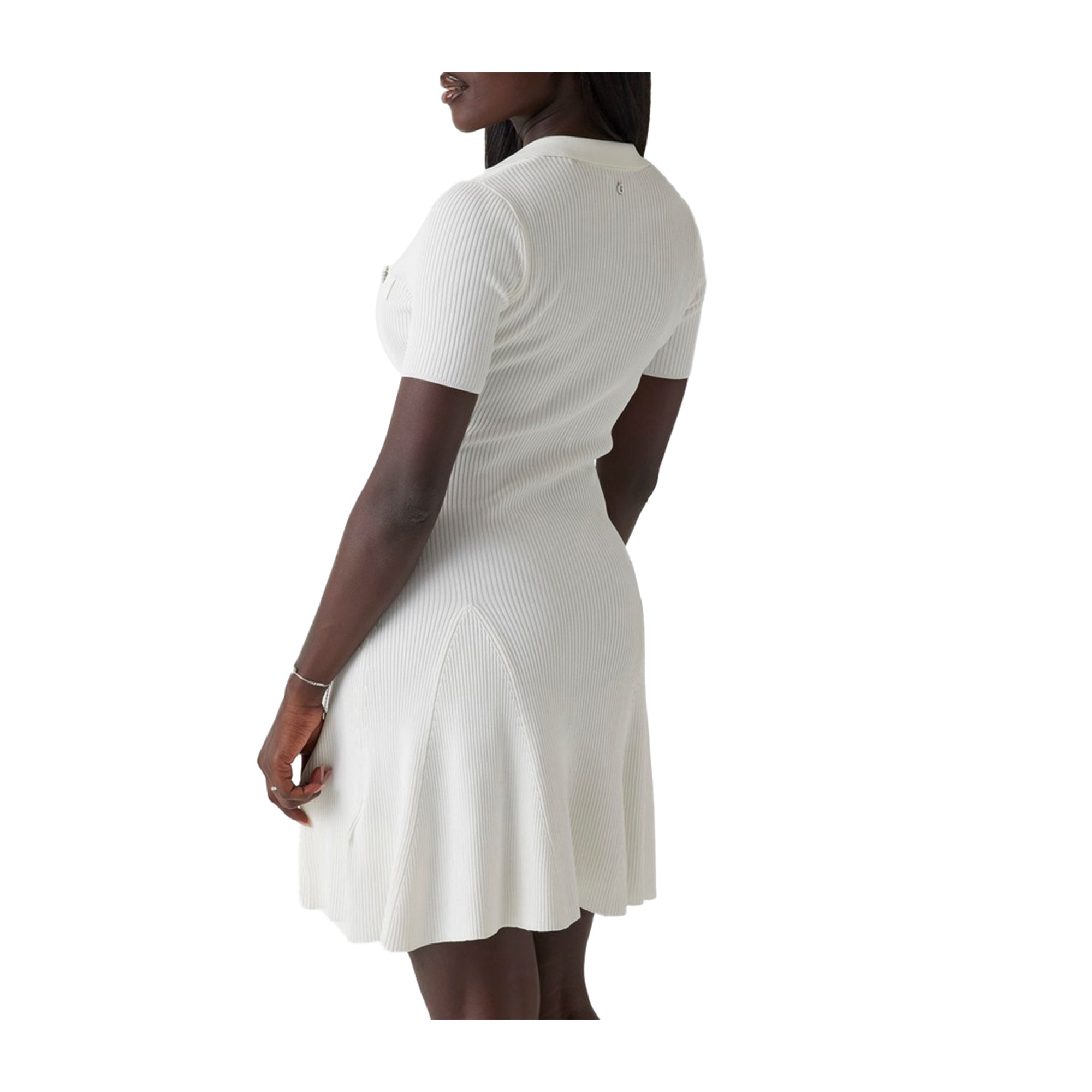 Guess Abito Donna in maglia a coste Bianco