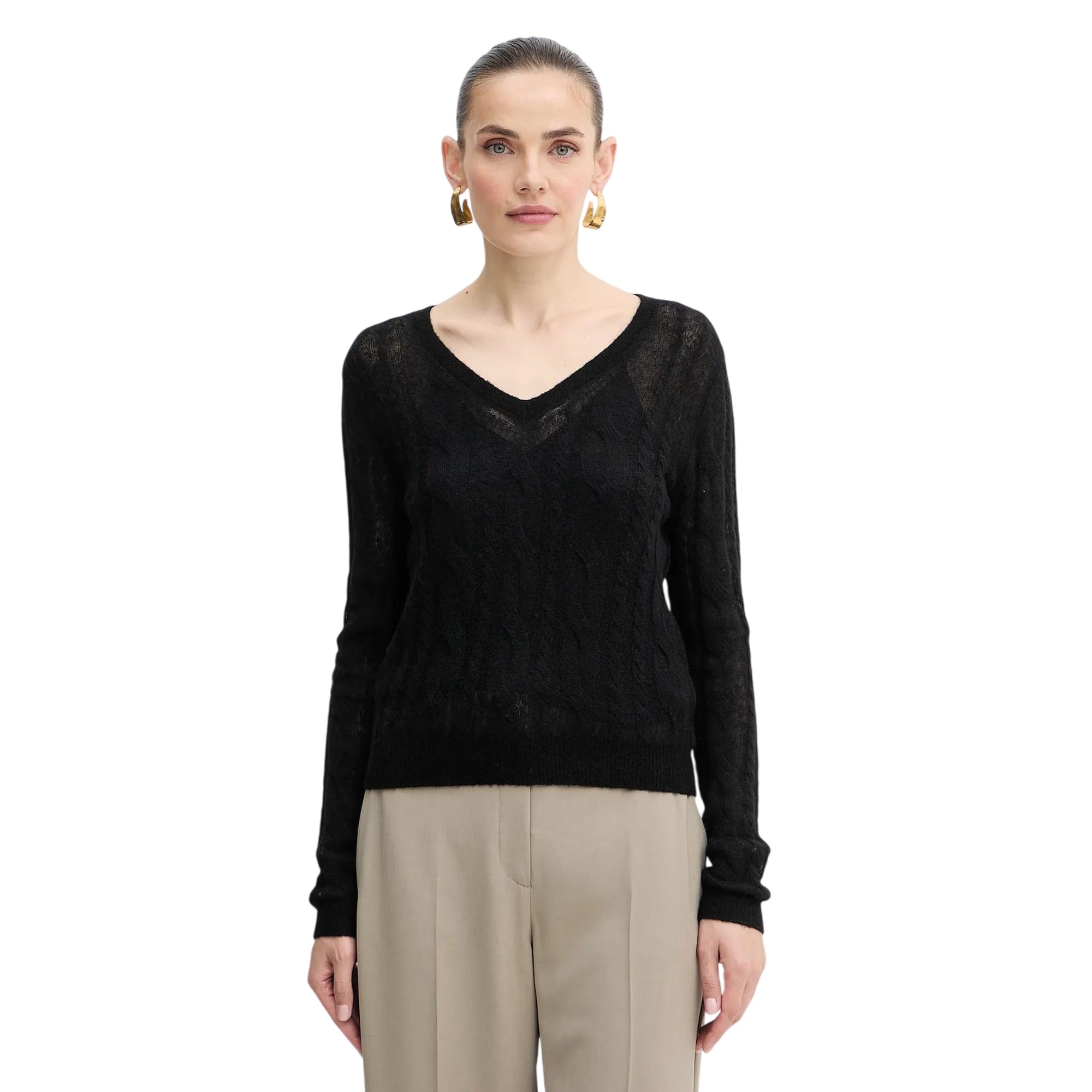 Maglione Donna con scollo a V Nero