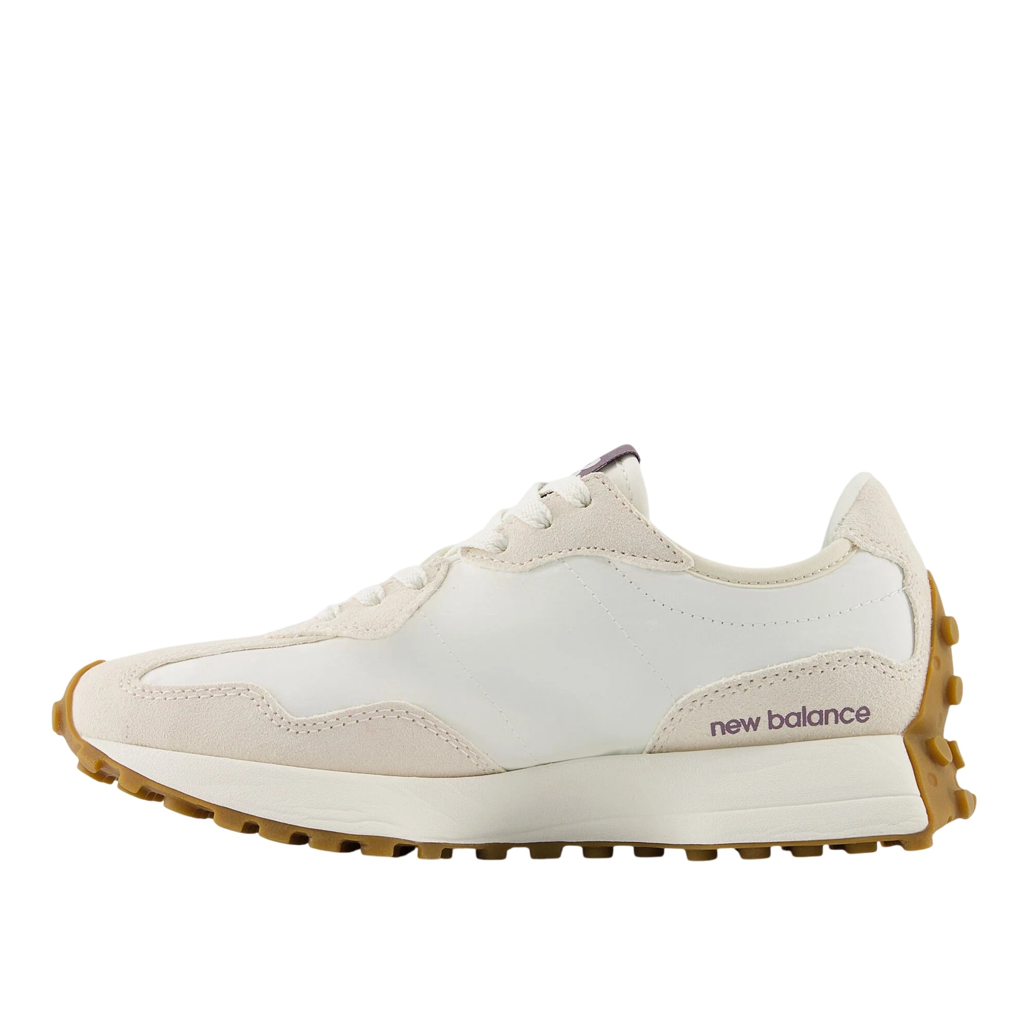 Sneakers Donna 327, con maxi logo Viola laterale ed inserti in suede