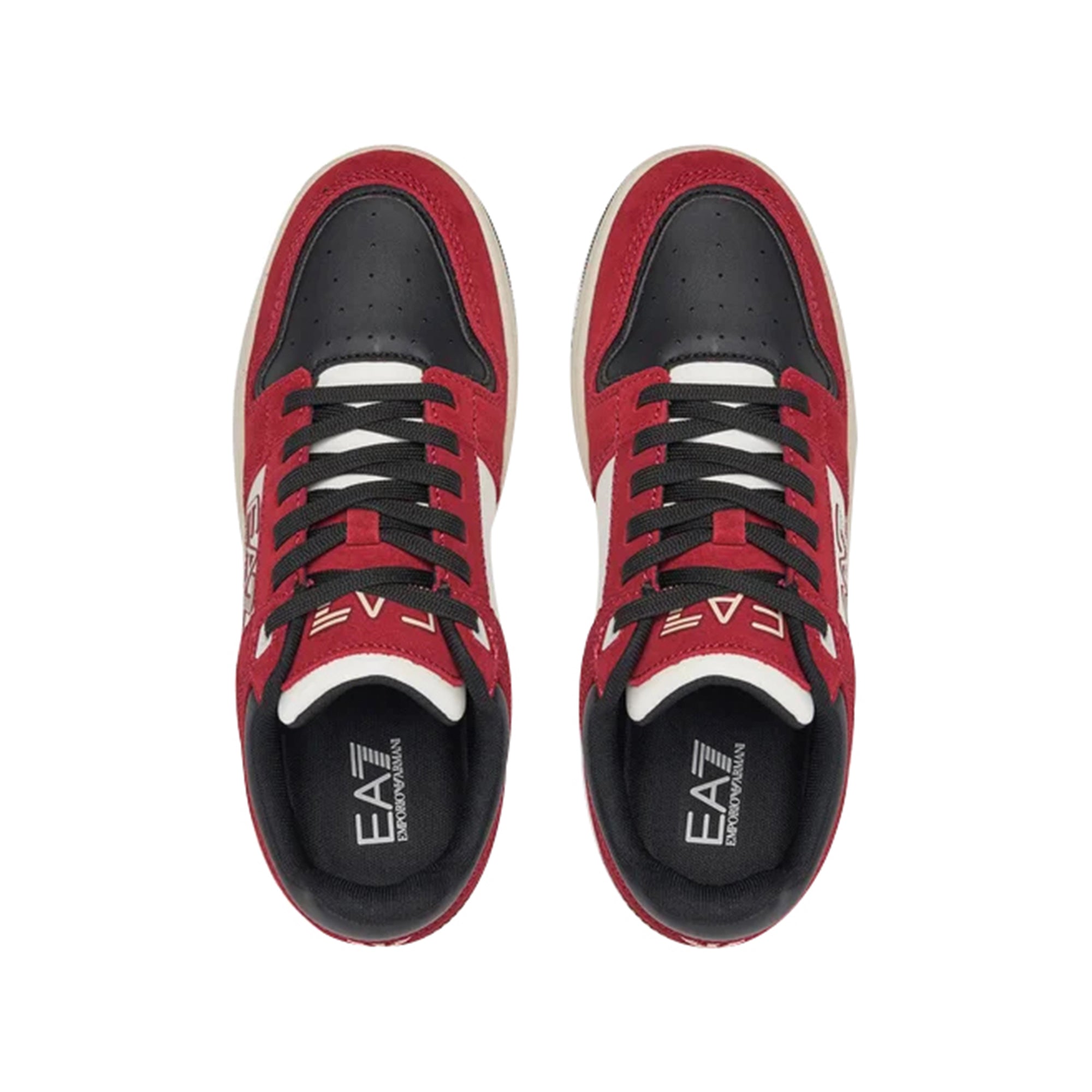 EA7 Sneakers Uomo in pelle e suede Rosso con logo