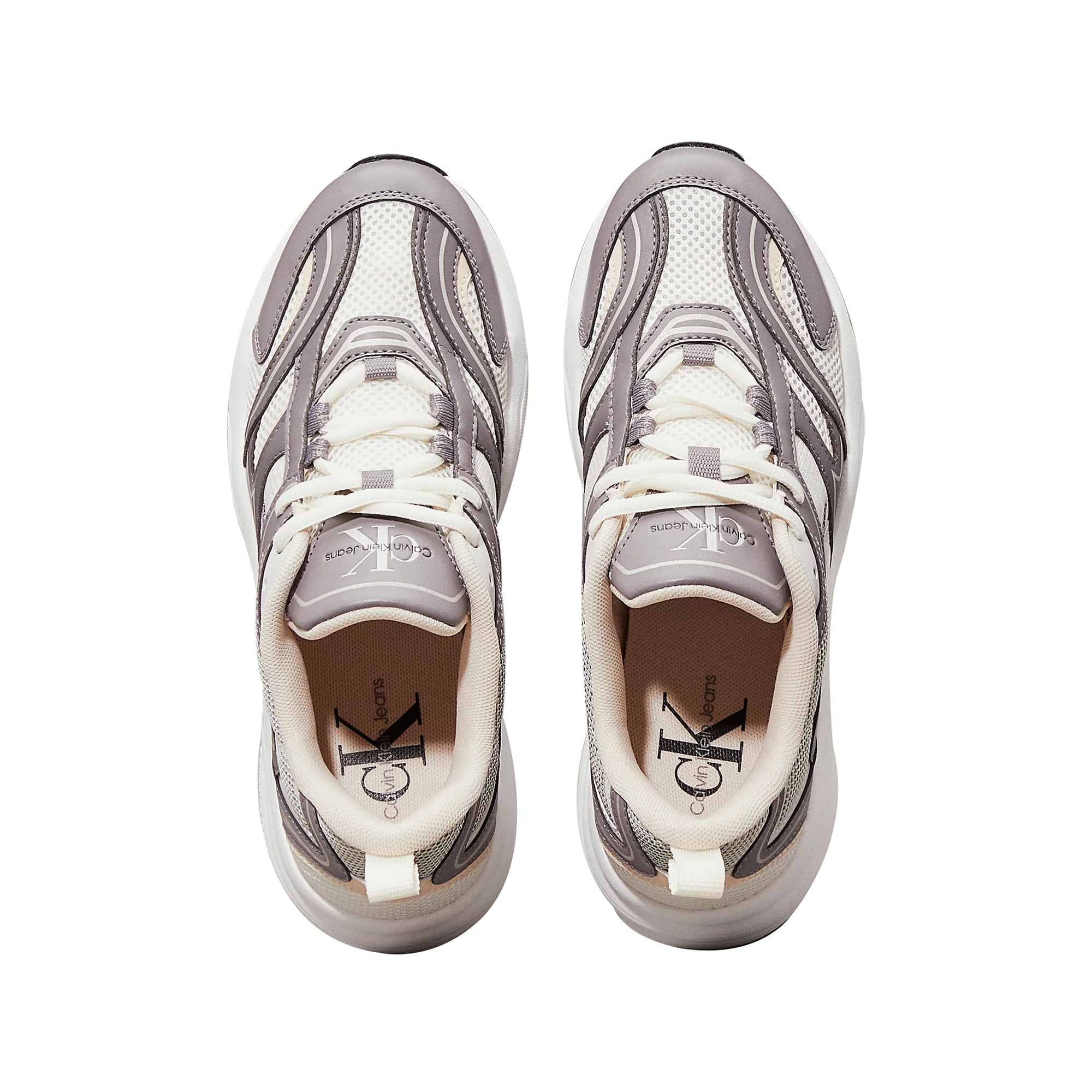 Sneakers Donna in ecopelle a punta tonda Grigio/Panna