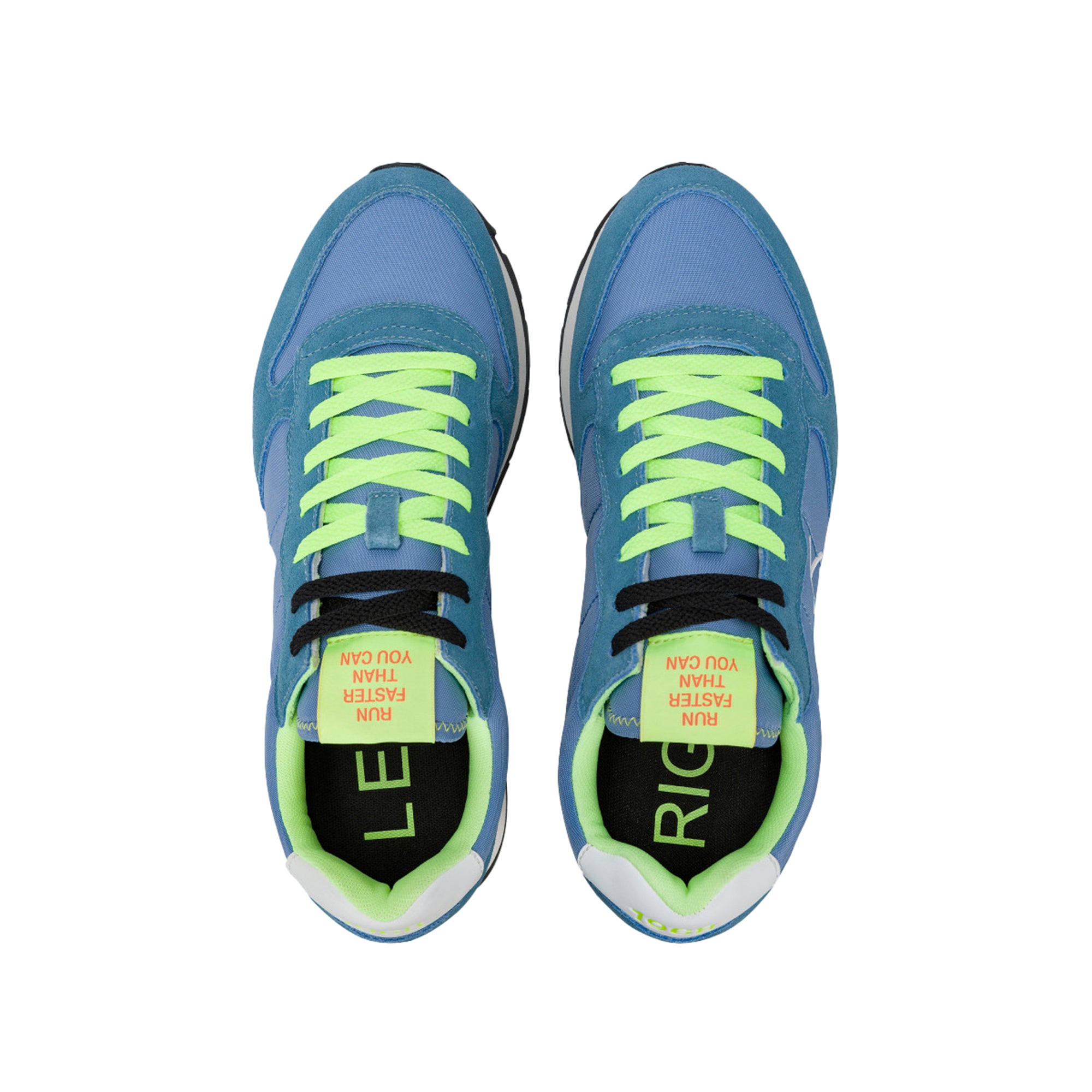 Sneakers Uomo con una tomaia in pelle e tessuto e dettagli fluo