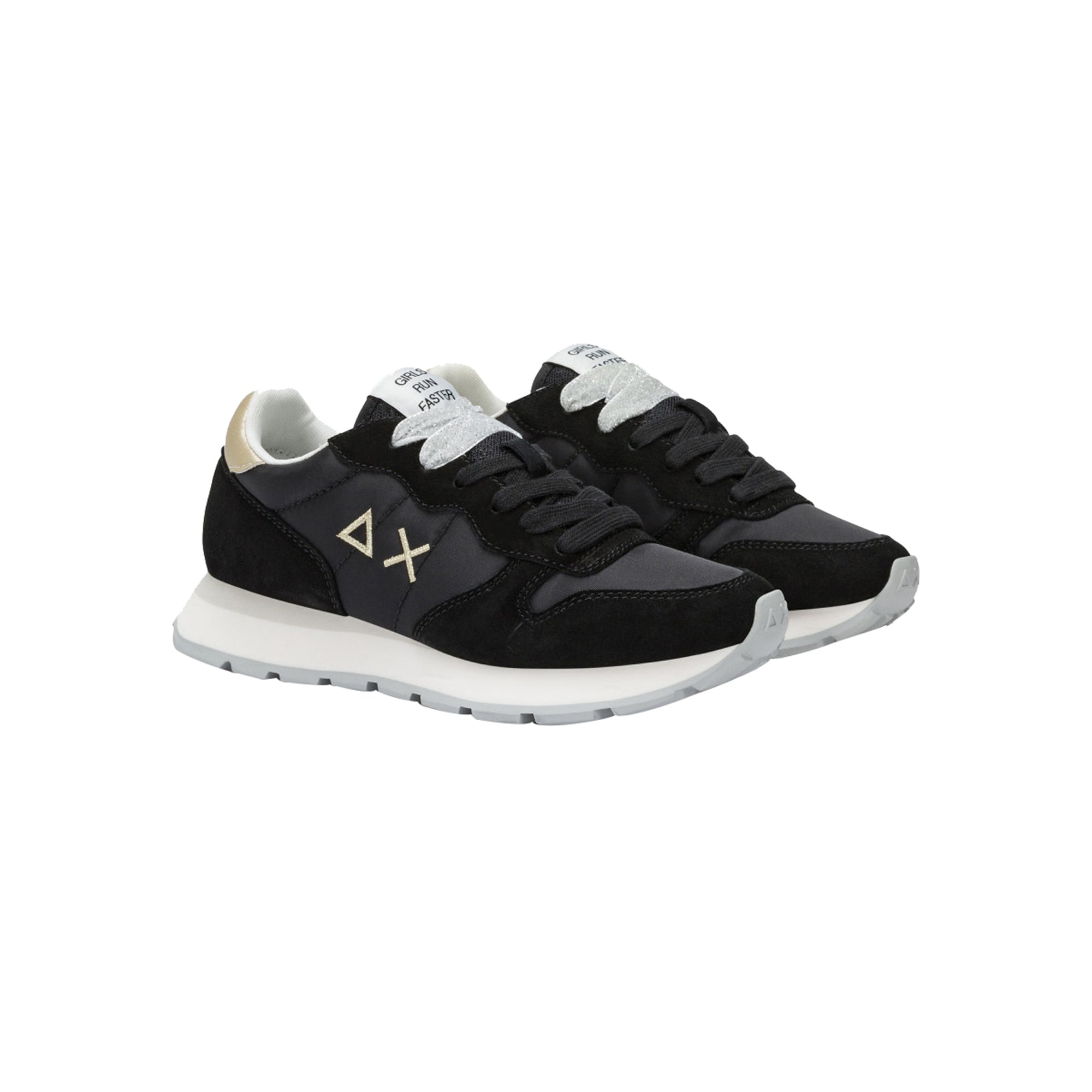 Sneakers Donna nera, modello Ally Gold Silver, con logo laterale