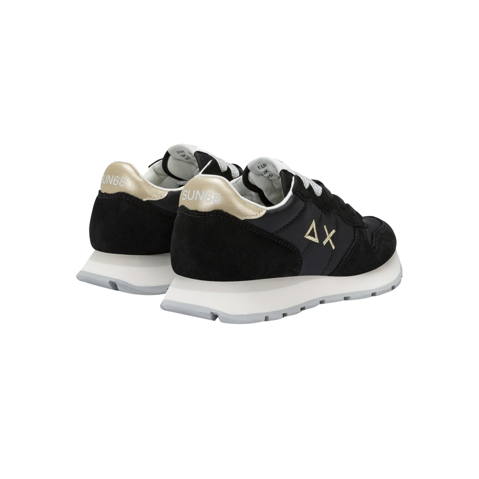 Sneakers Donna nera, modello Ally Gold Silver, con logo laterale