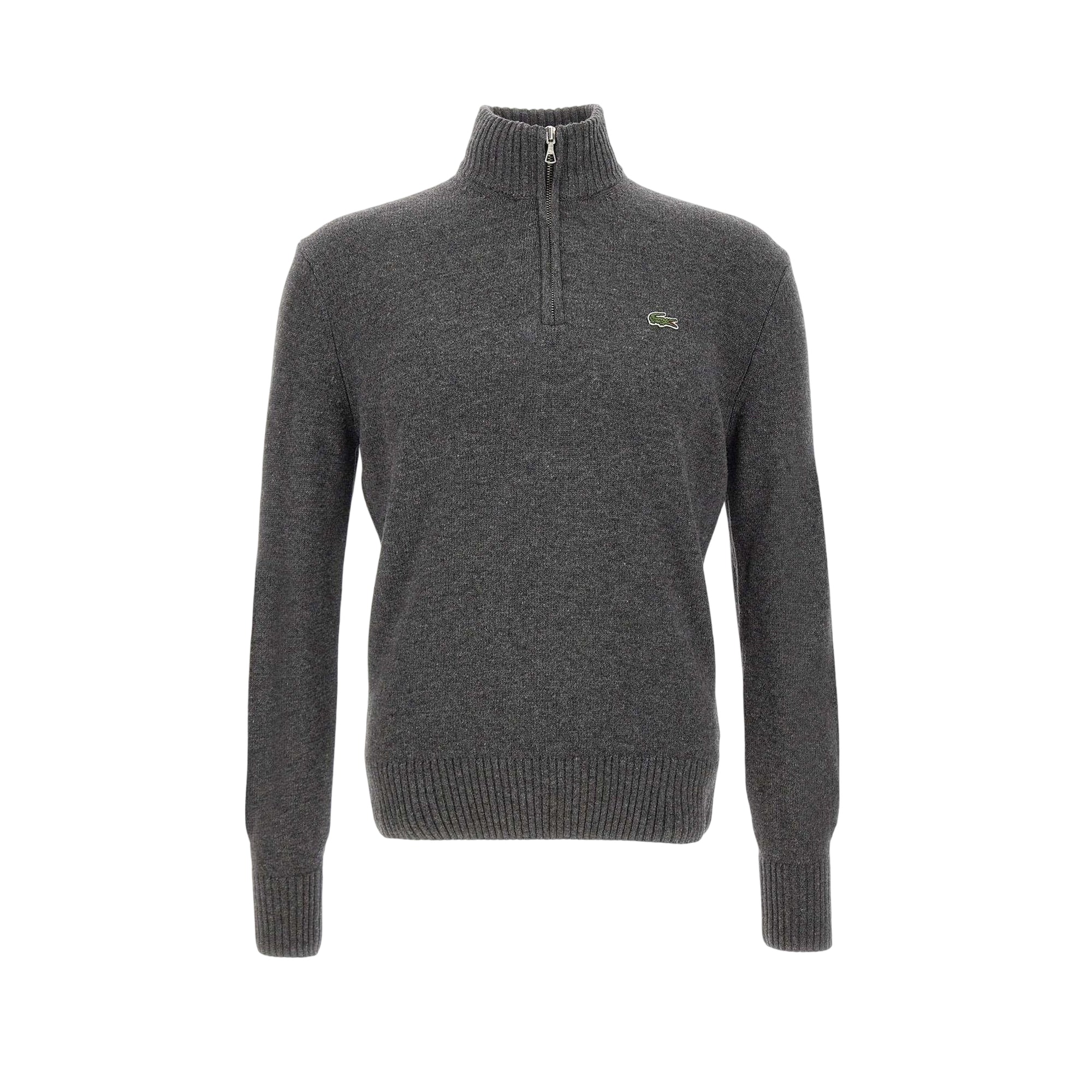 Maglione a collo alto in lana cardata con grigio