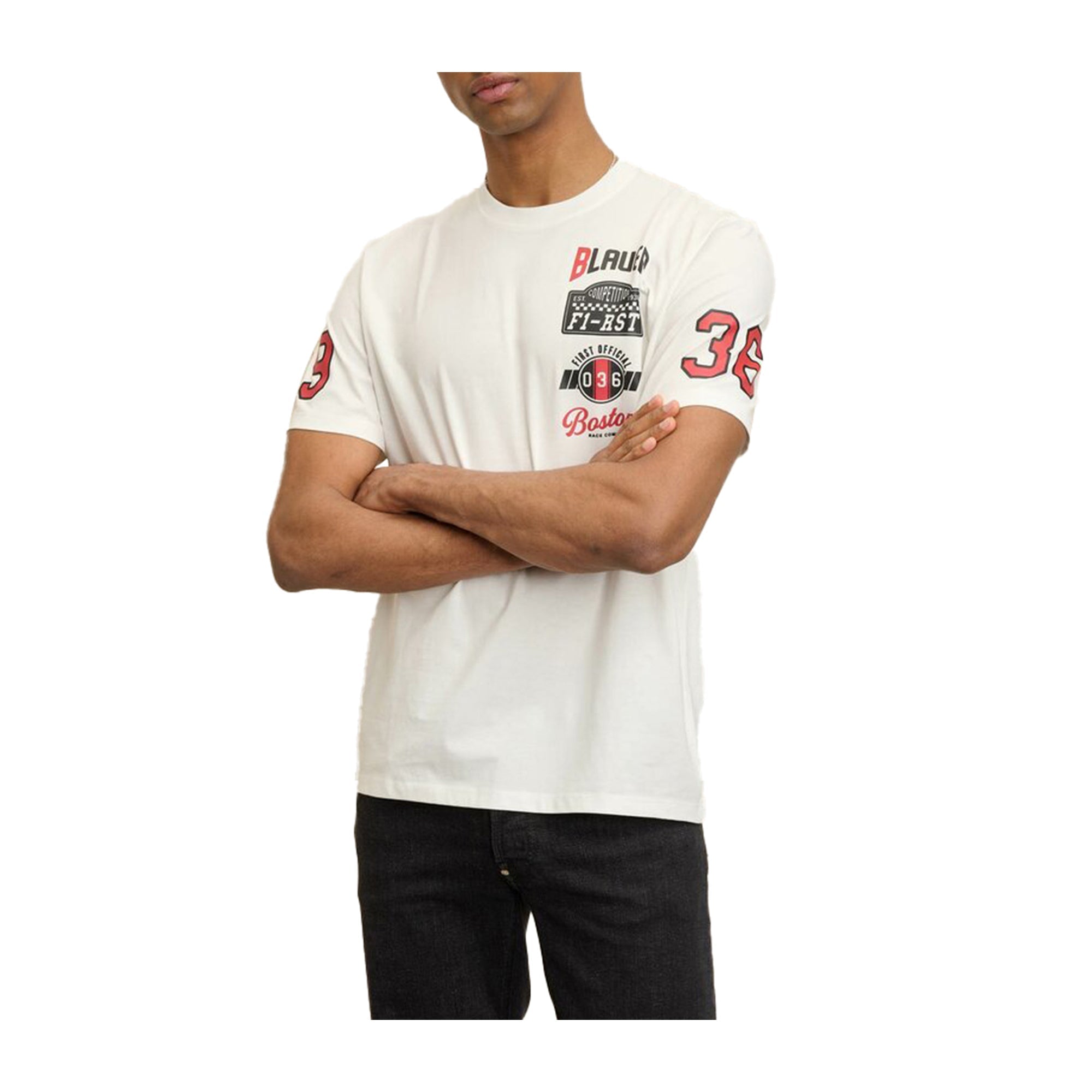 T-shirt Uomo con girocollo e scritte sulle maniche