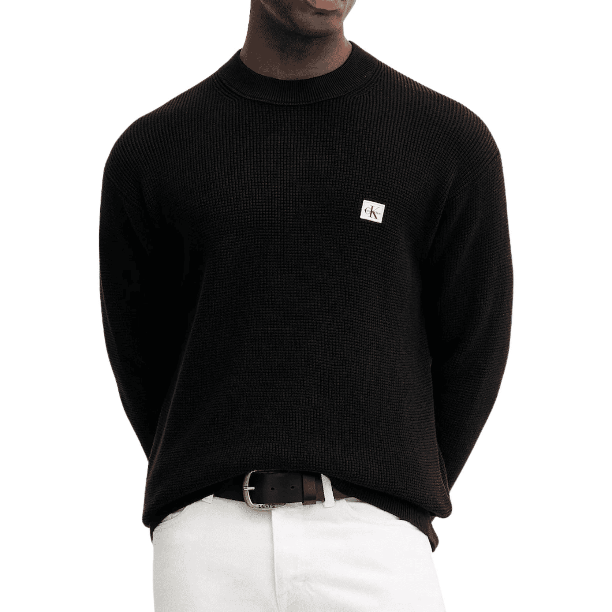 Maglia Uomo in cotone waffel Nero