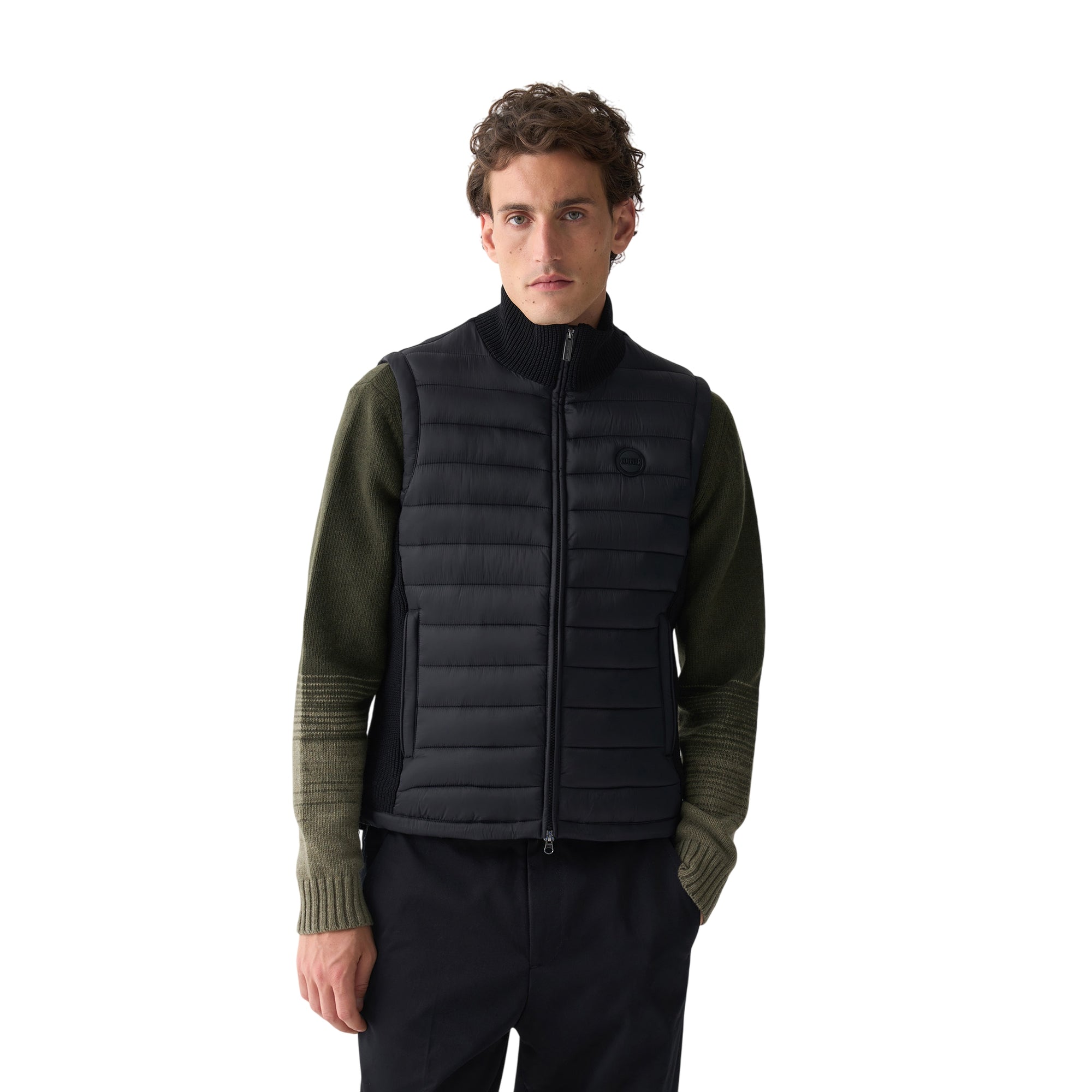 Uomo Gilet con Inserti in Maglia a Costine