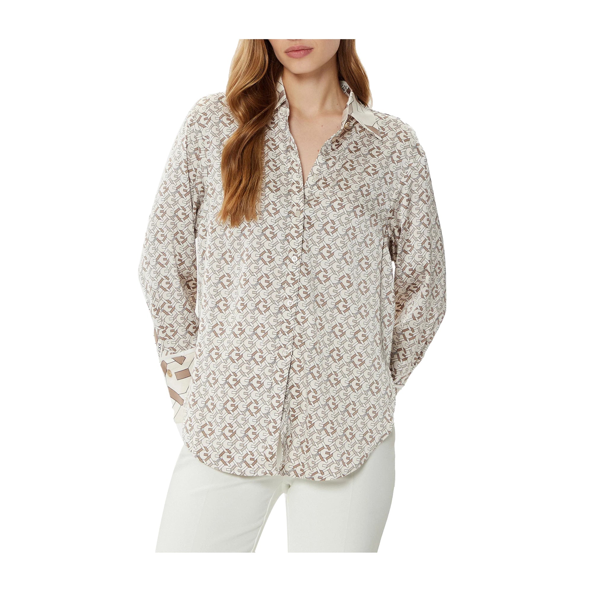 Camicia Donna con fantasia geometrica e colletto classico