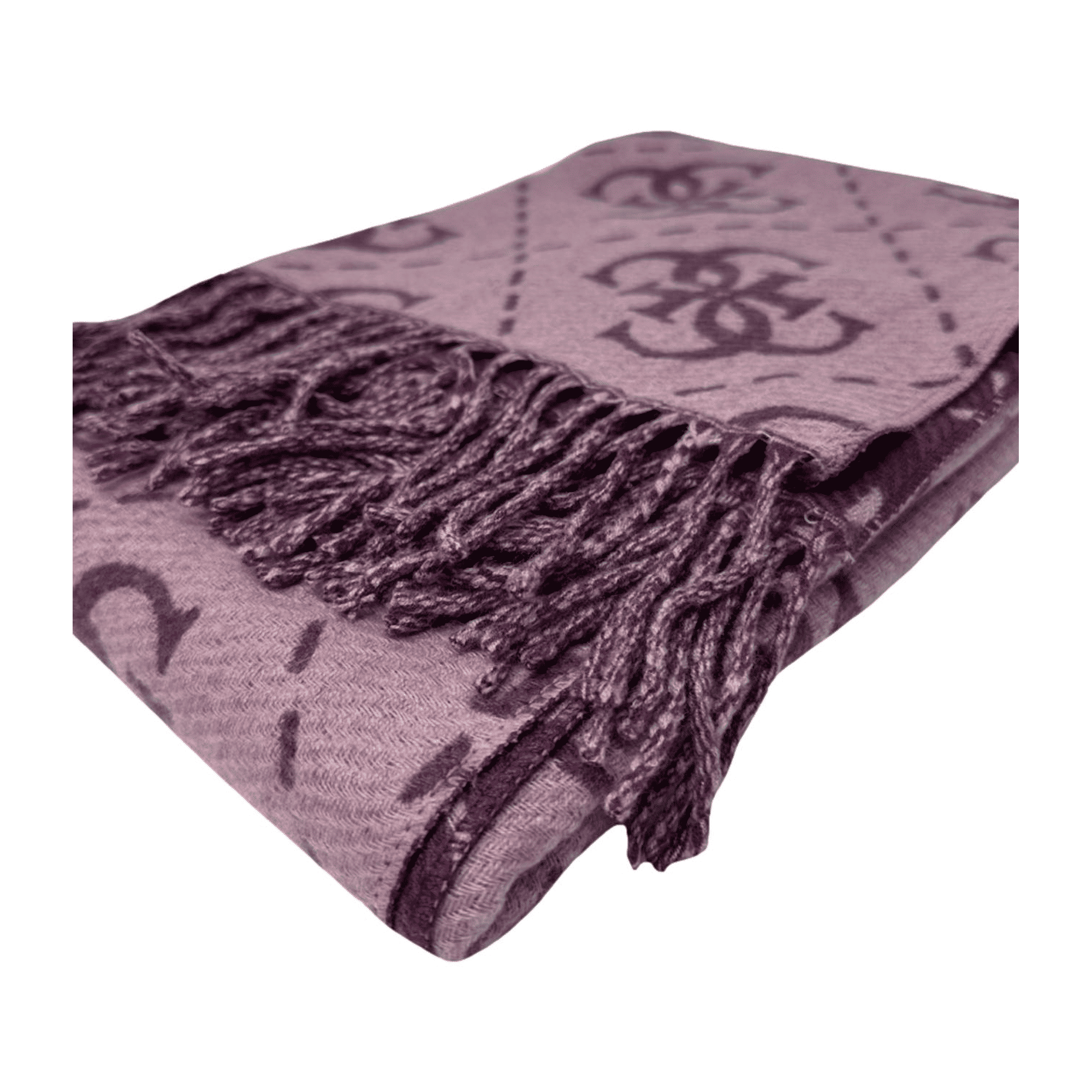 Sciarpa Donna con motivo logo, reversibile, con frange sul fondo