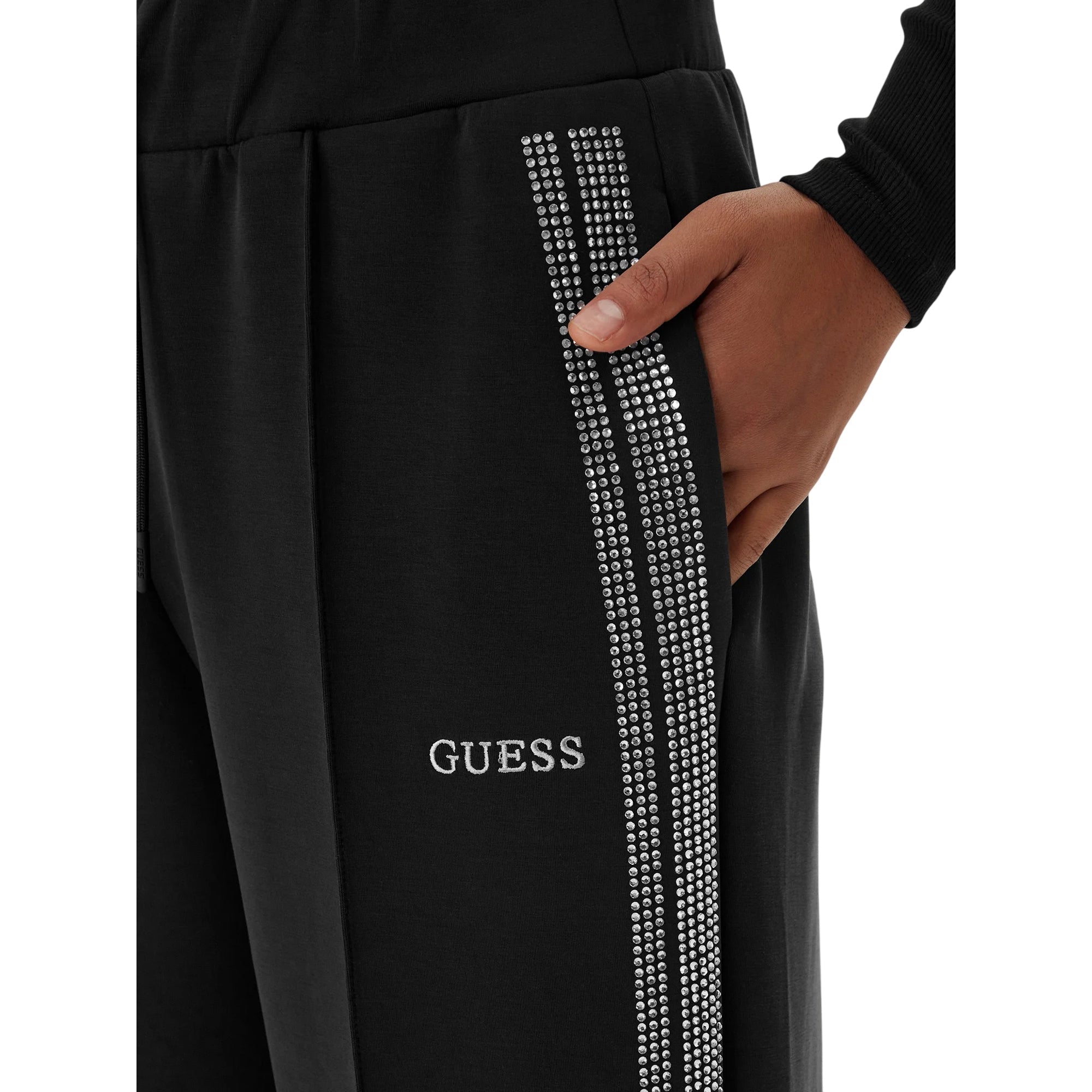Pantalone tuta donna regular fit con strass