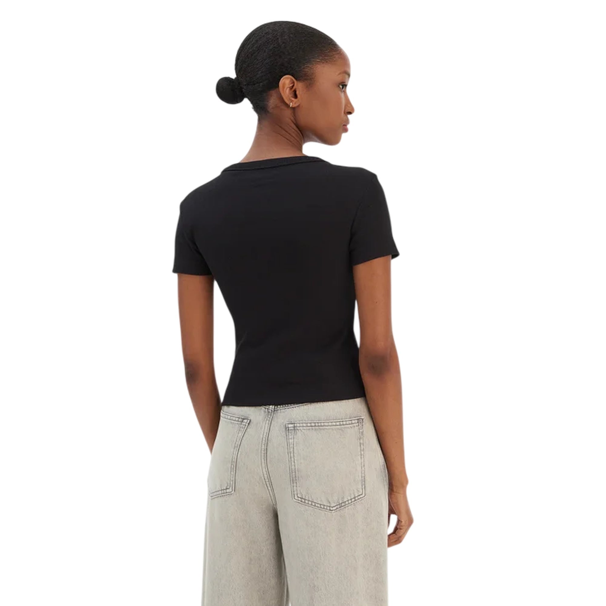 T-shirt donna con logo in strass Nero