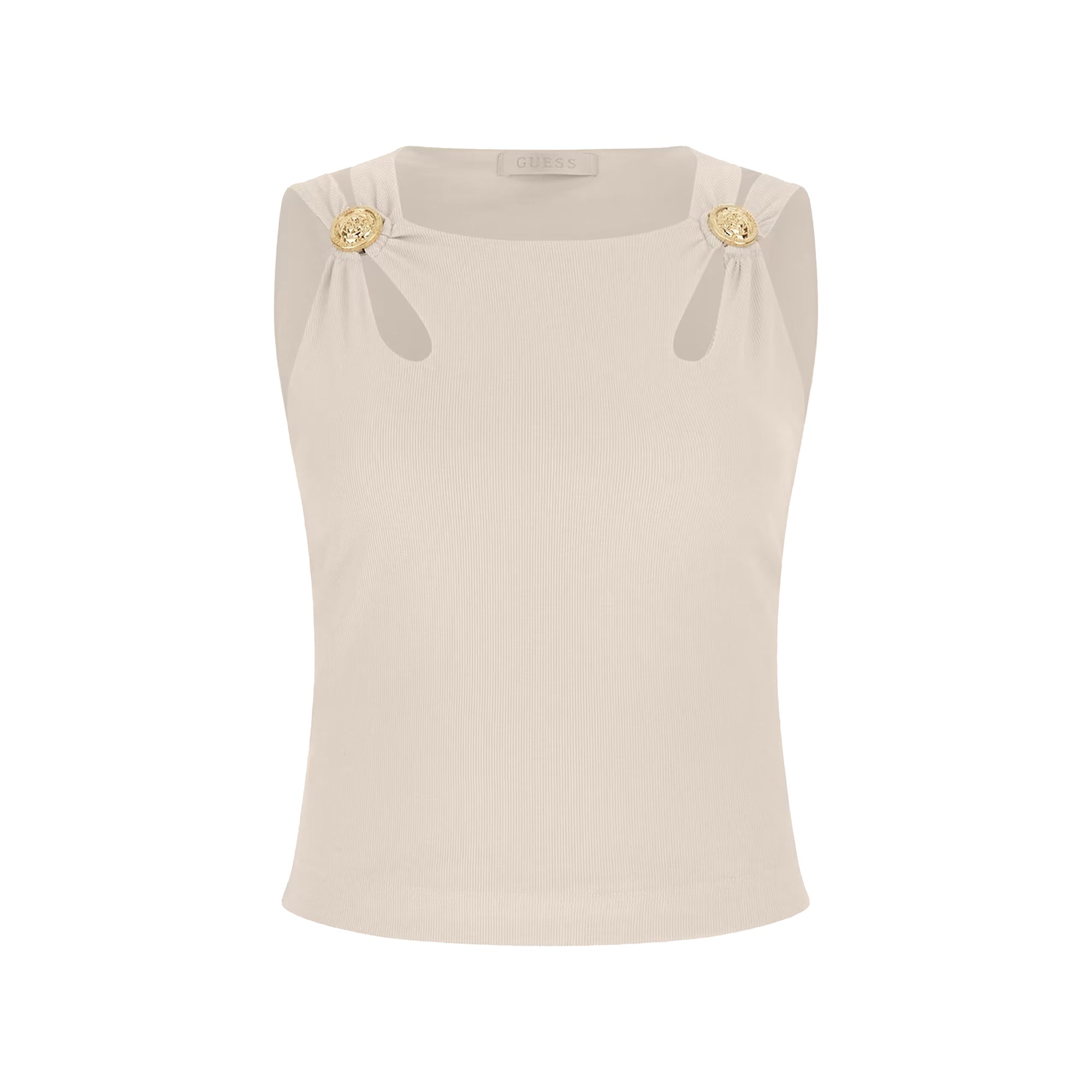 Top Donna cropped, Beige, con dettagli cut out
