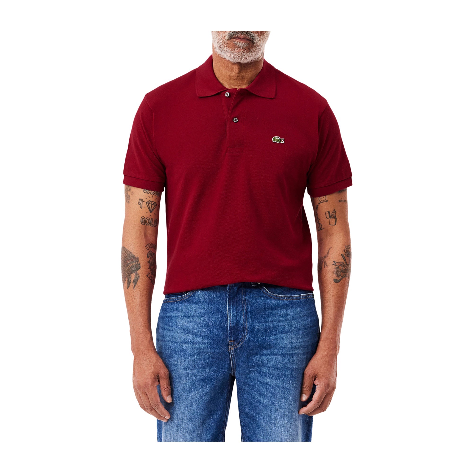 Polo Uomo con bottoni in madreperla Bordeaux modello frontale