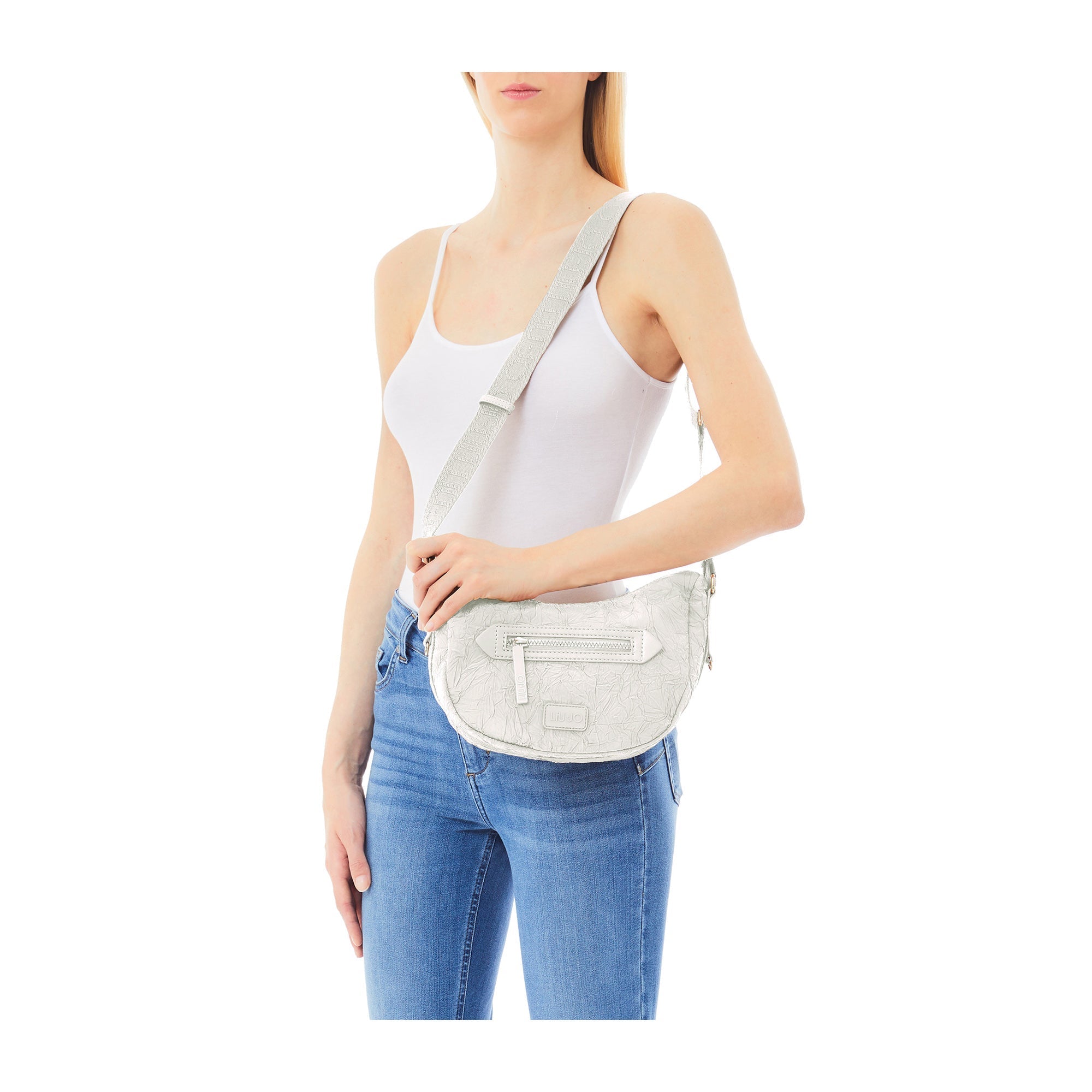 Borsa Donna a mezzaluna in tessuto su modella