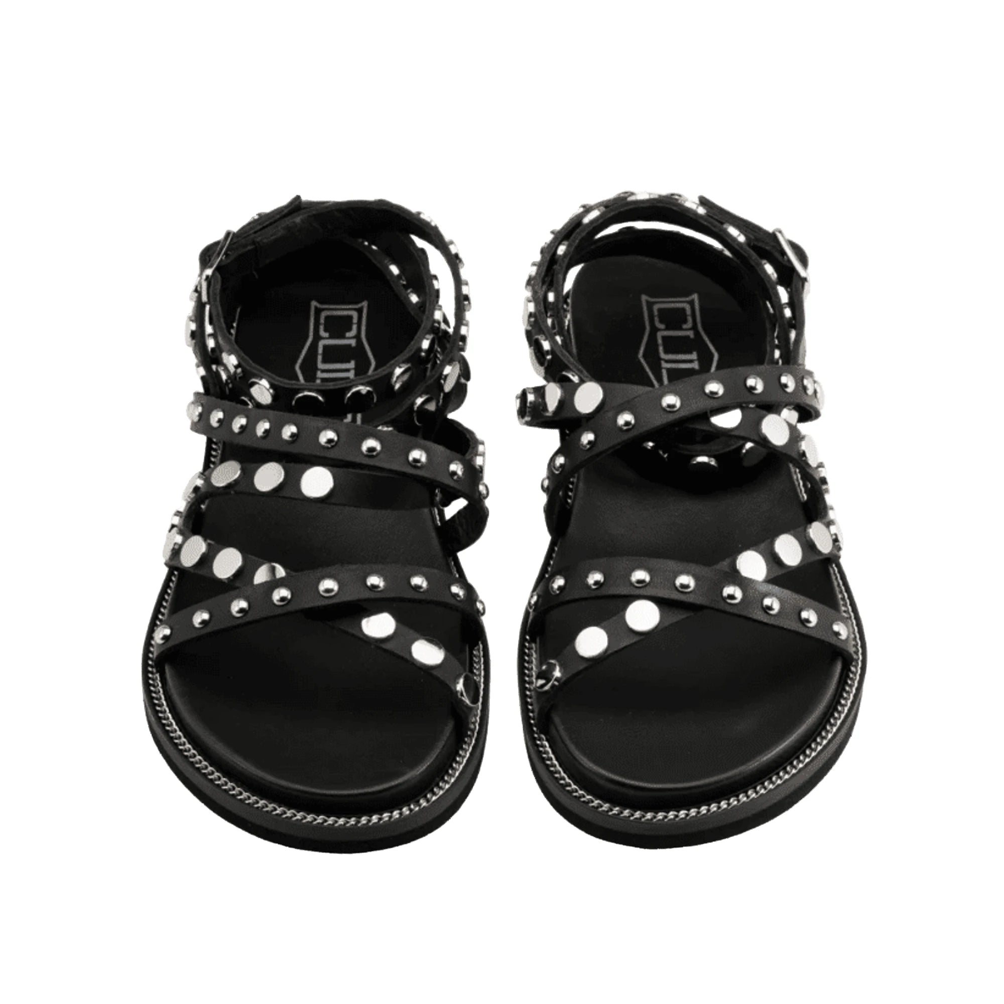 CULT Sandali Roshelle in Pelle Nera Borchiati