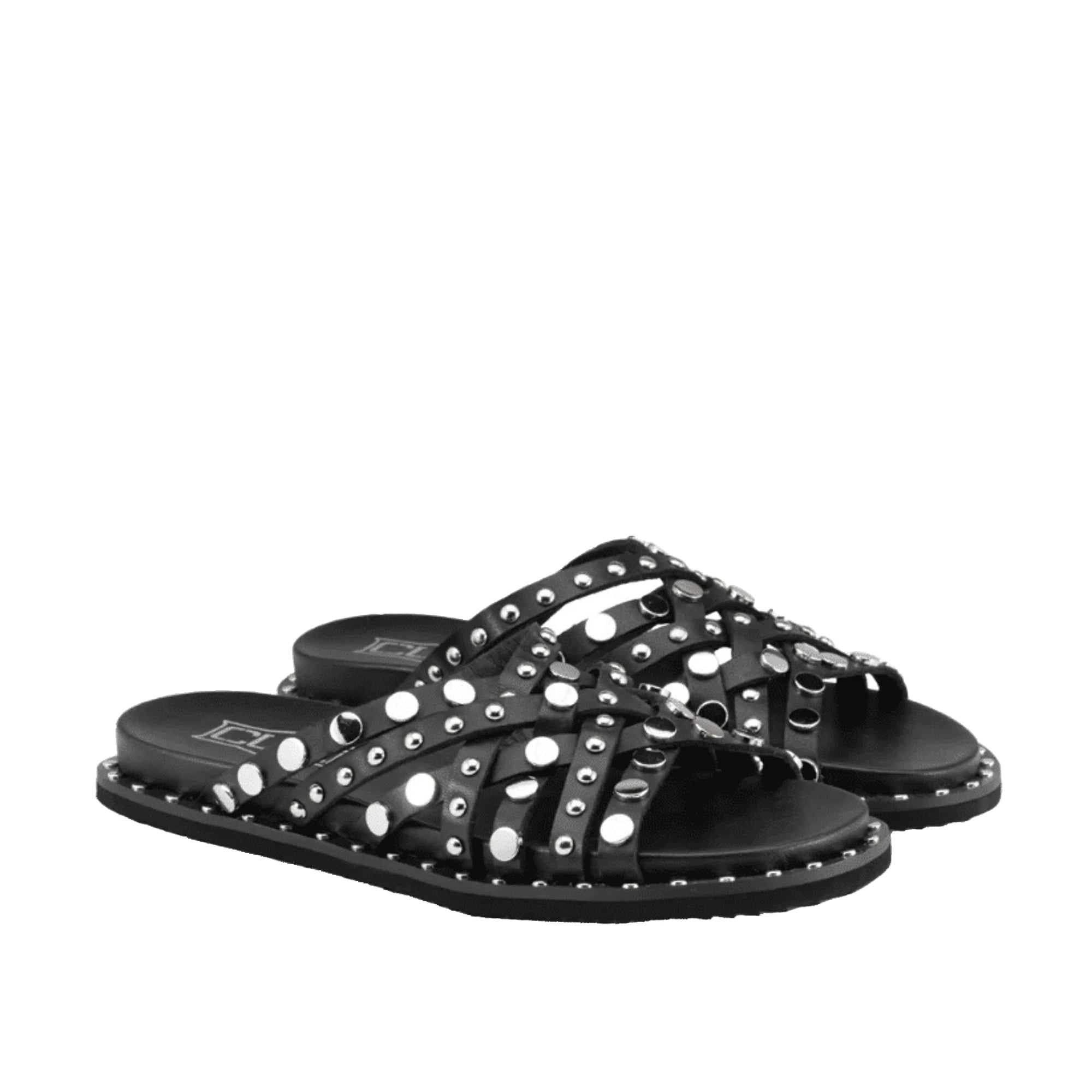 CULT Sandali Roshelle in Pelle Nera con Borchie