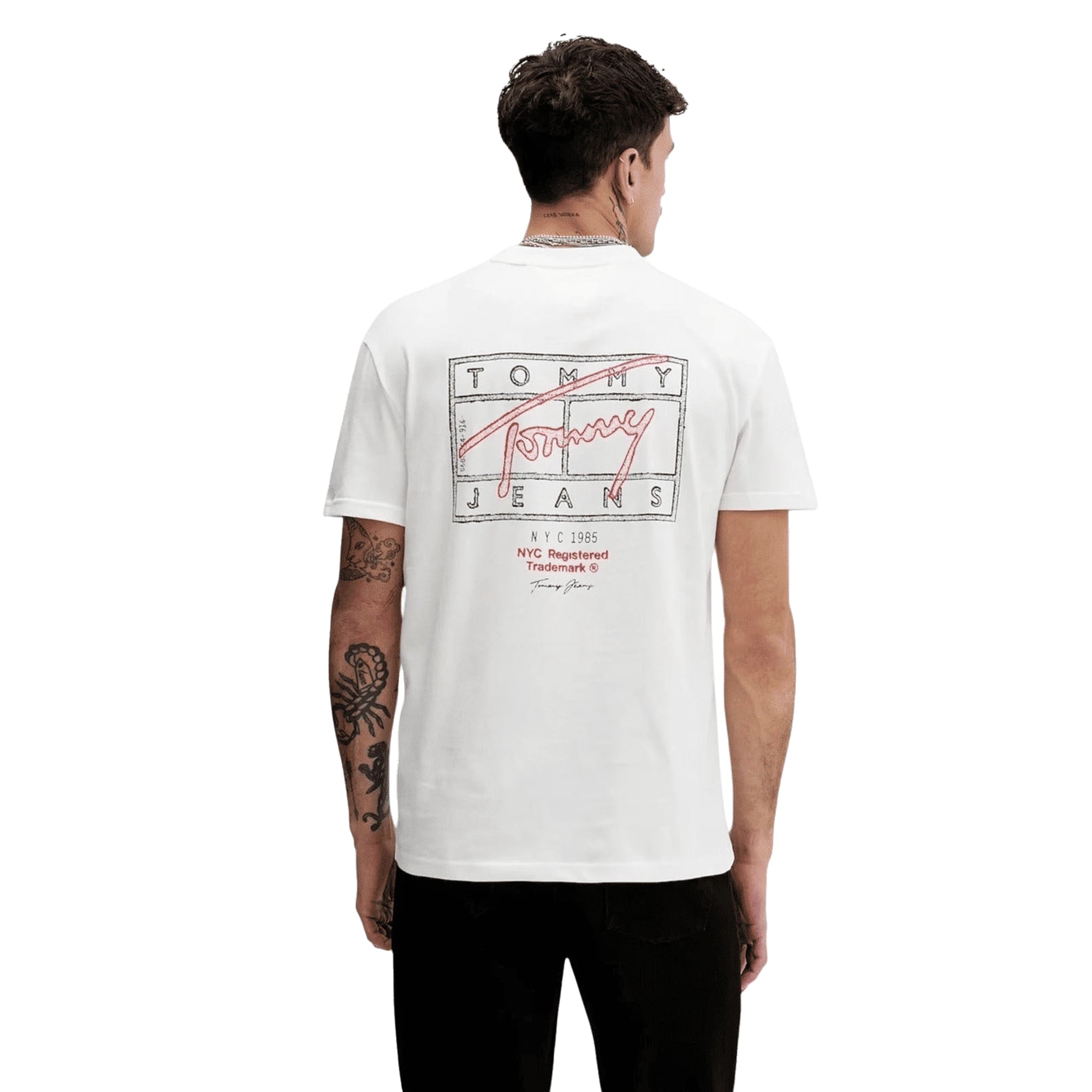 TOMMY HILFIGER Jeans T-Shirt Uomo Bianca Cotone Organico