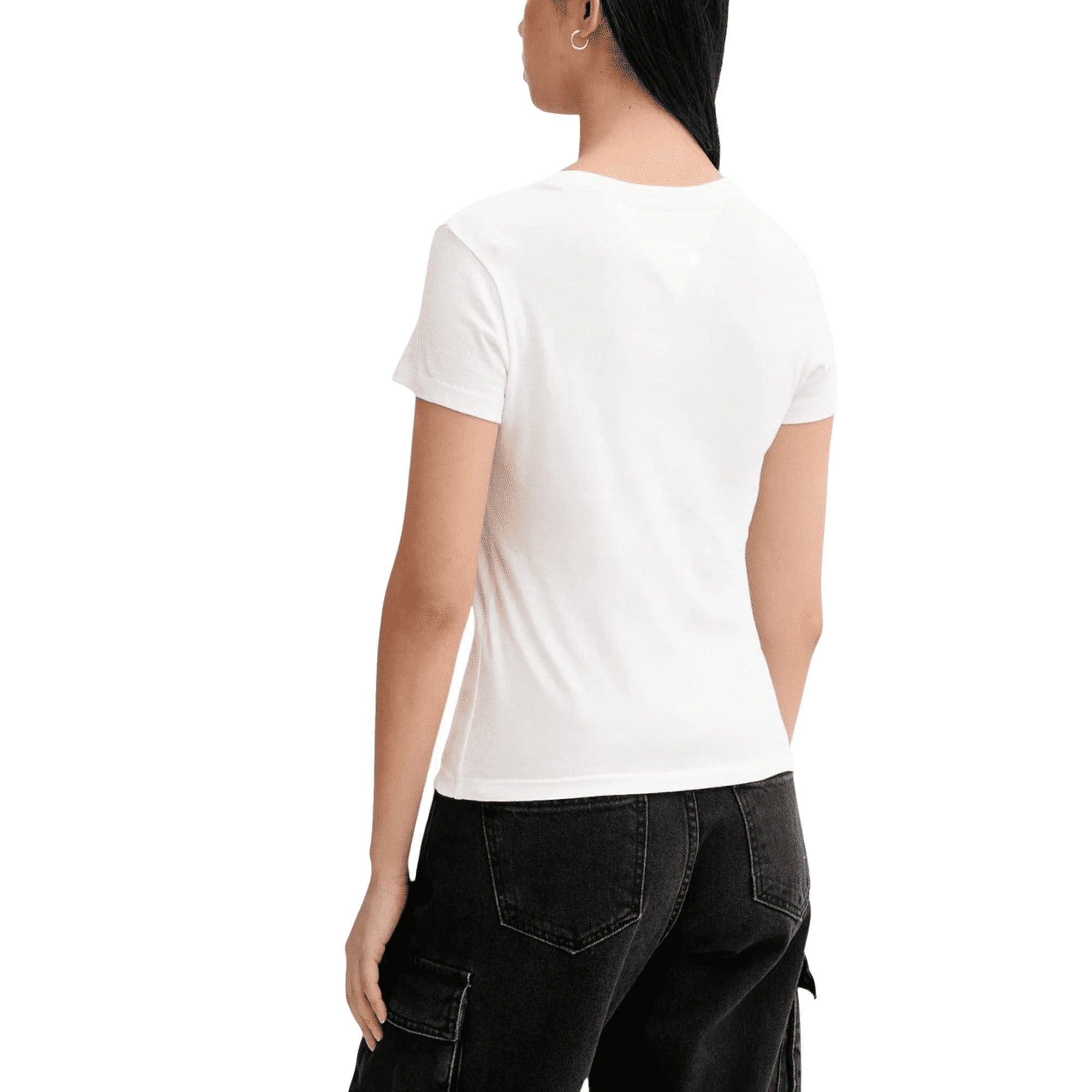 TOMMY HILFIGER Jeans T-Shirt Donna Bianco Cotone Organico