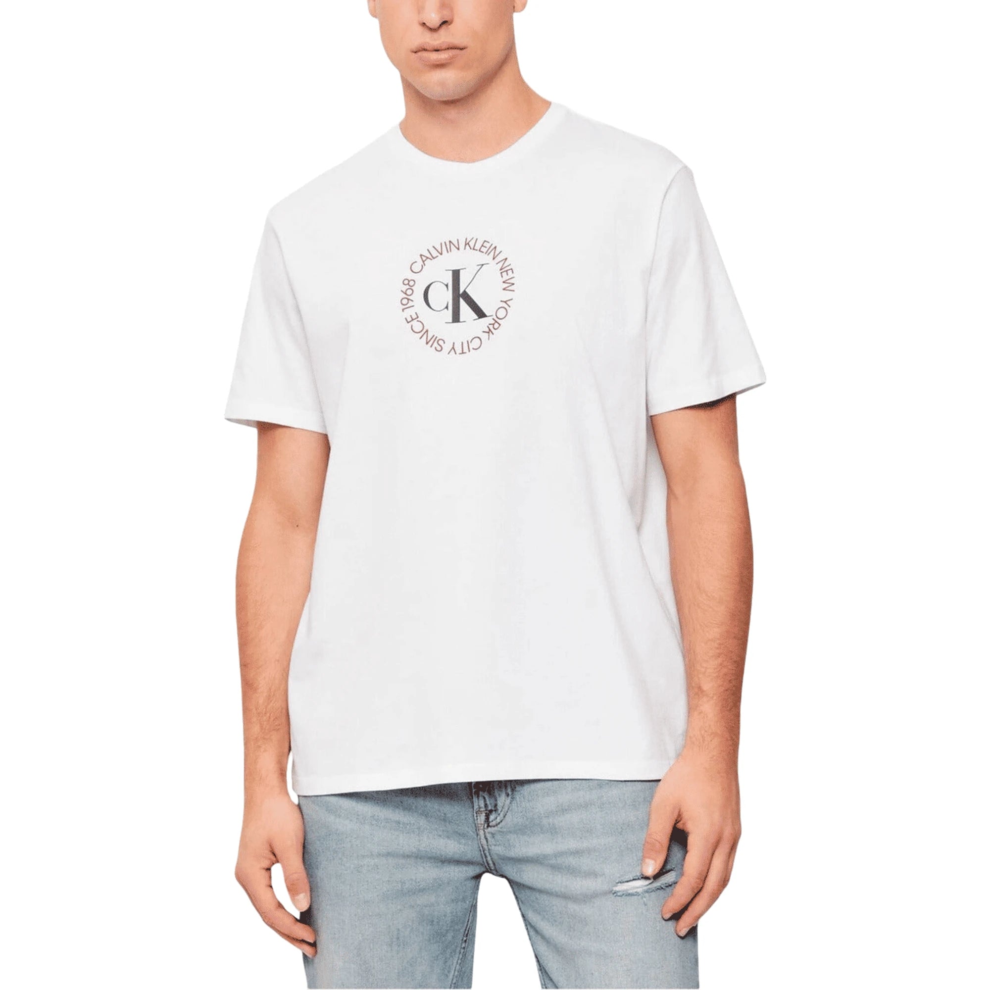 Calvin Klein Jeans T-Shirt Uomo bianca Stampa Cotone