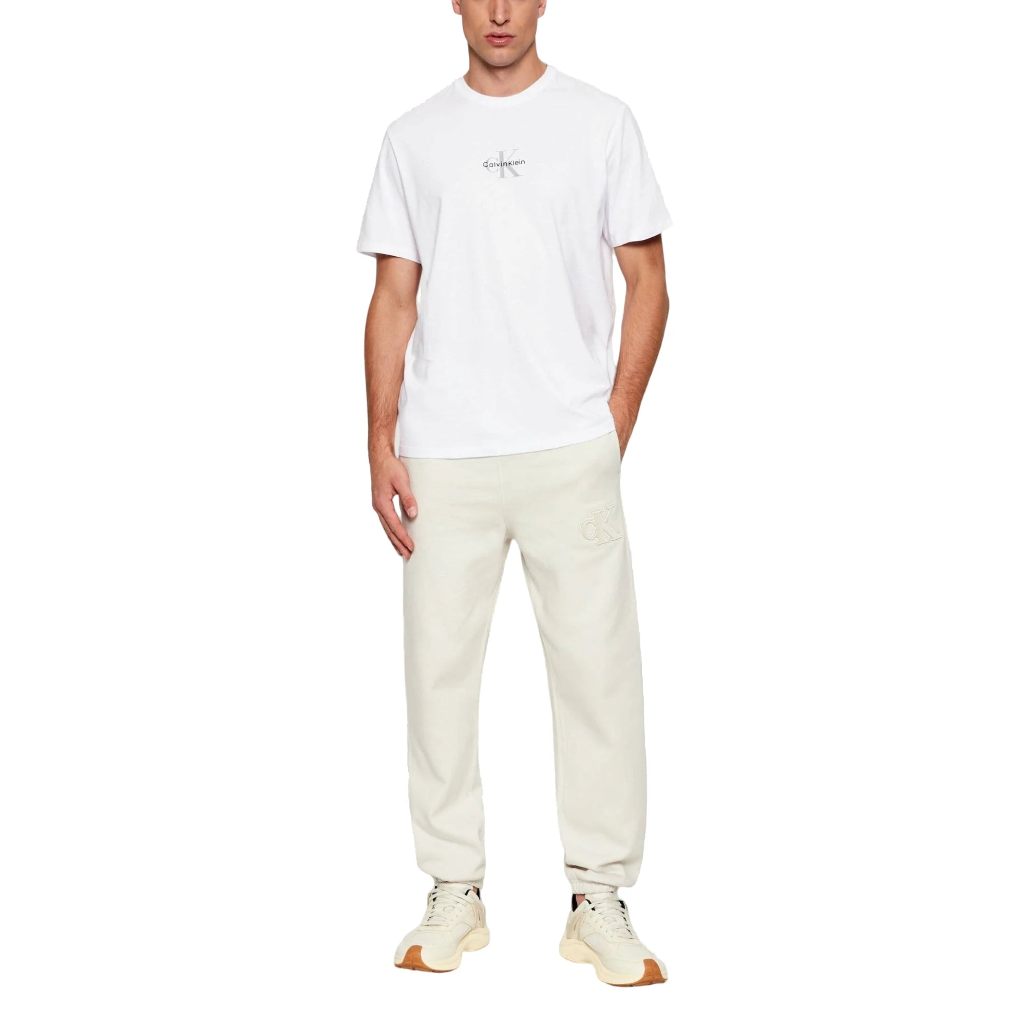 CALVIN KLEIN JEANS T-Shirt Uomo Bianca Cotone Scollo Tondo