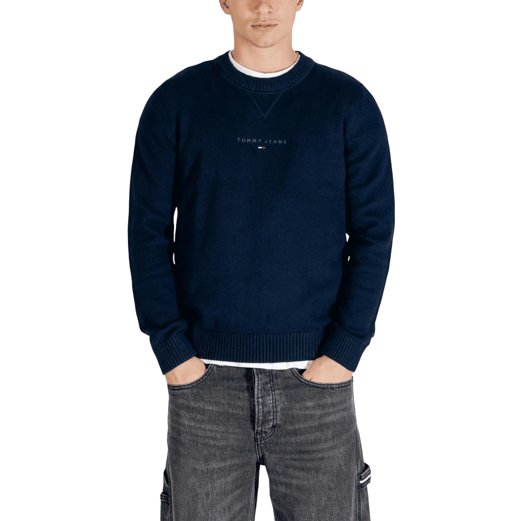TOMMY HILFIGER Jeans Maglia Uomo Blu Cotone Organico Maniche Lunghe