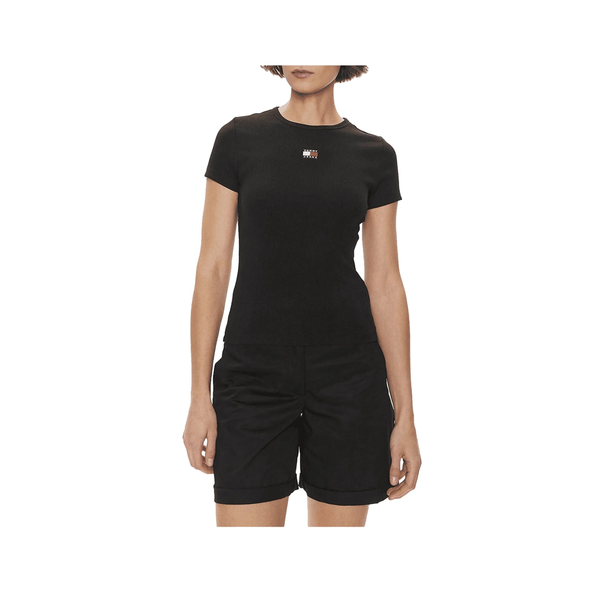 TOMMY HILFIGER T-Shirt Tjw Slim Badge Rib T Donna Nero