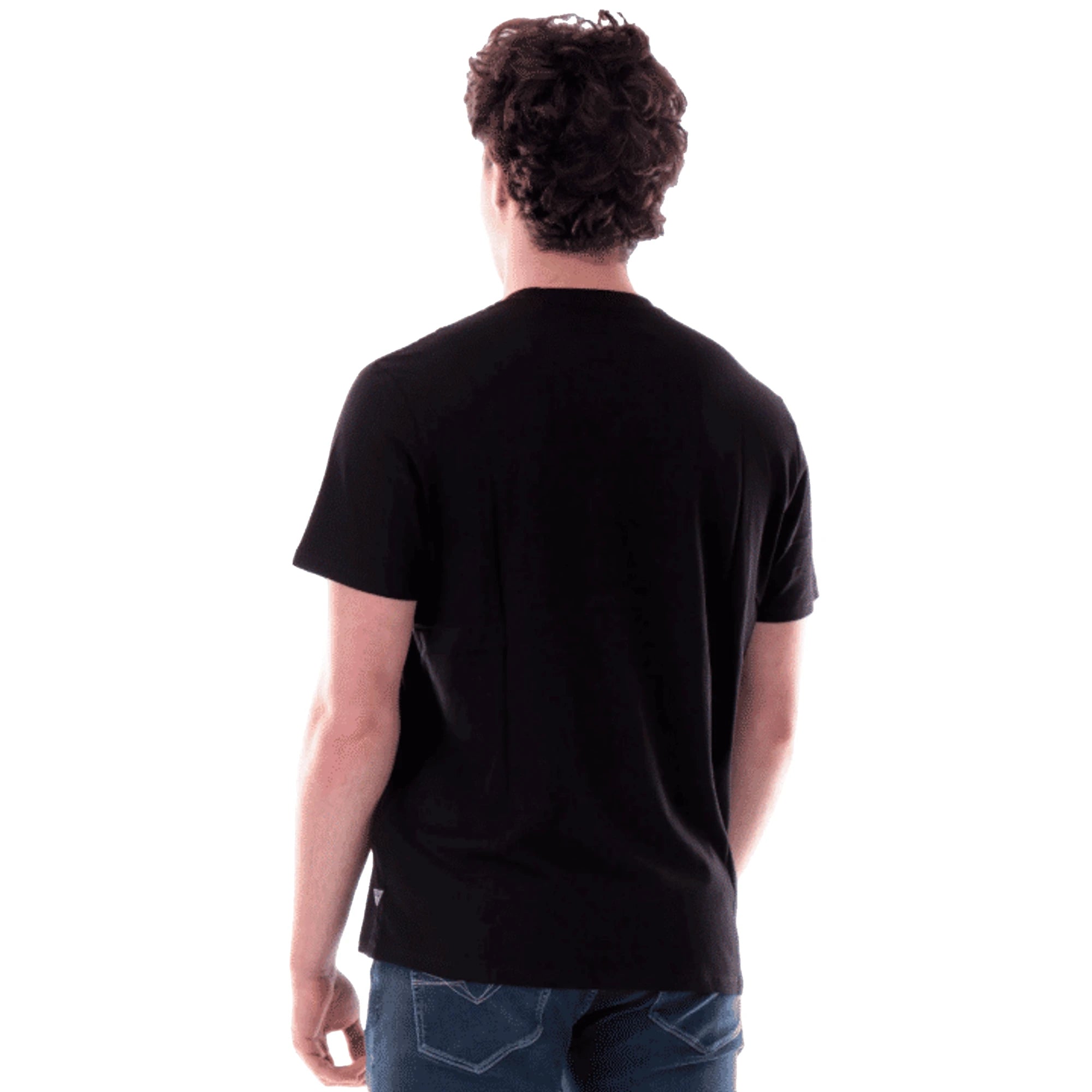 T-shirt Uomo Nera Maxi Stampa Cotone