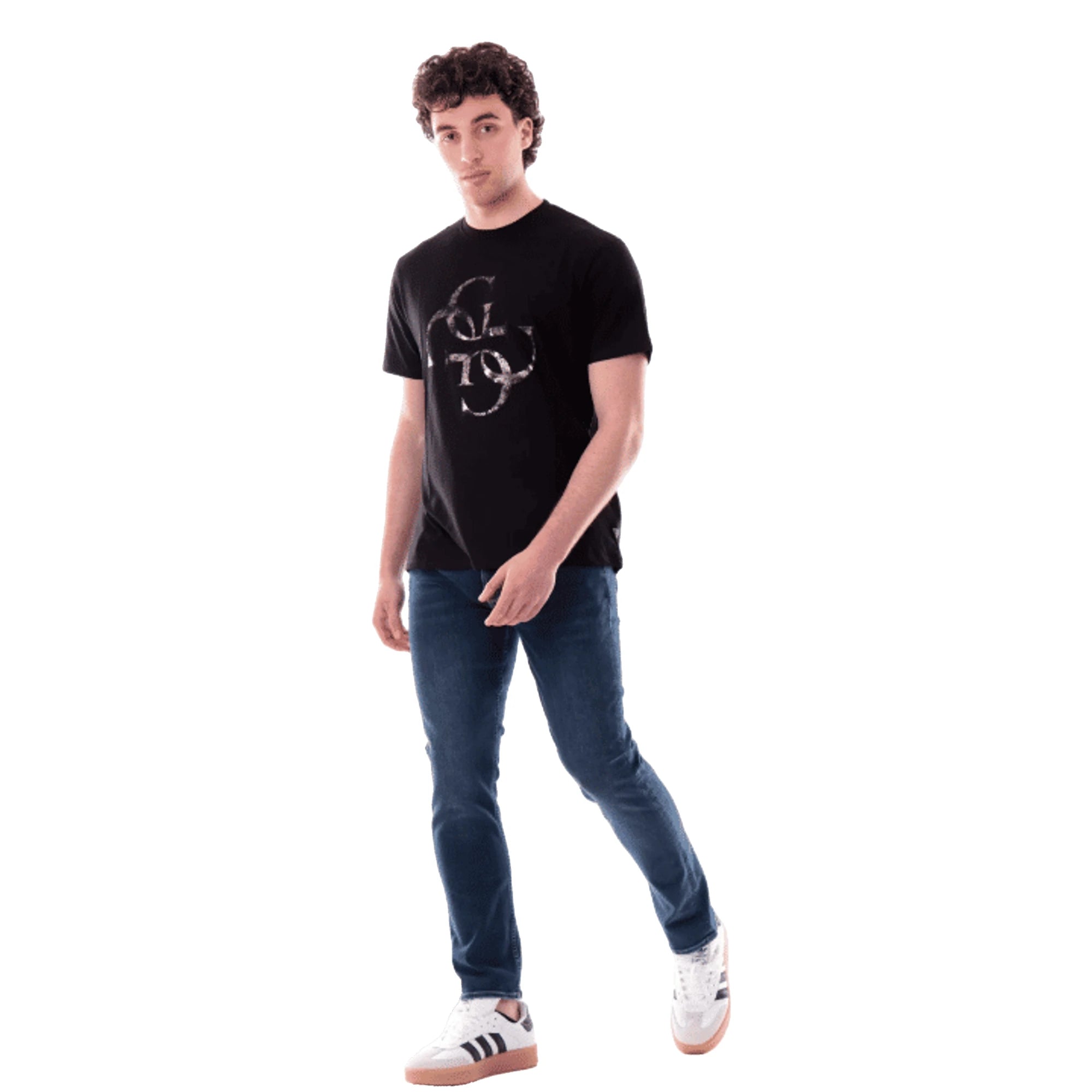 T-shirt Uomo Nera Maxi Stampa Cotone