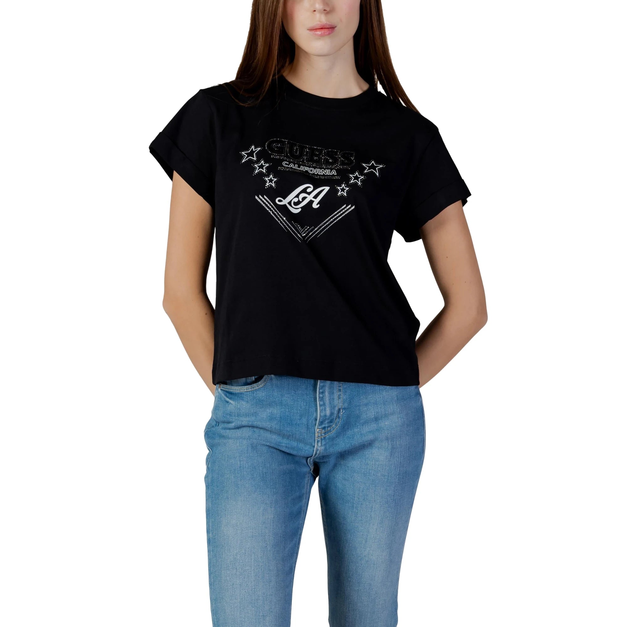 T-shirt Donna Nera SS CN LA STARS TEE 100% Cotone