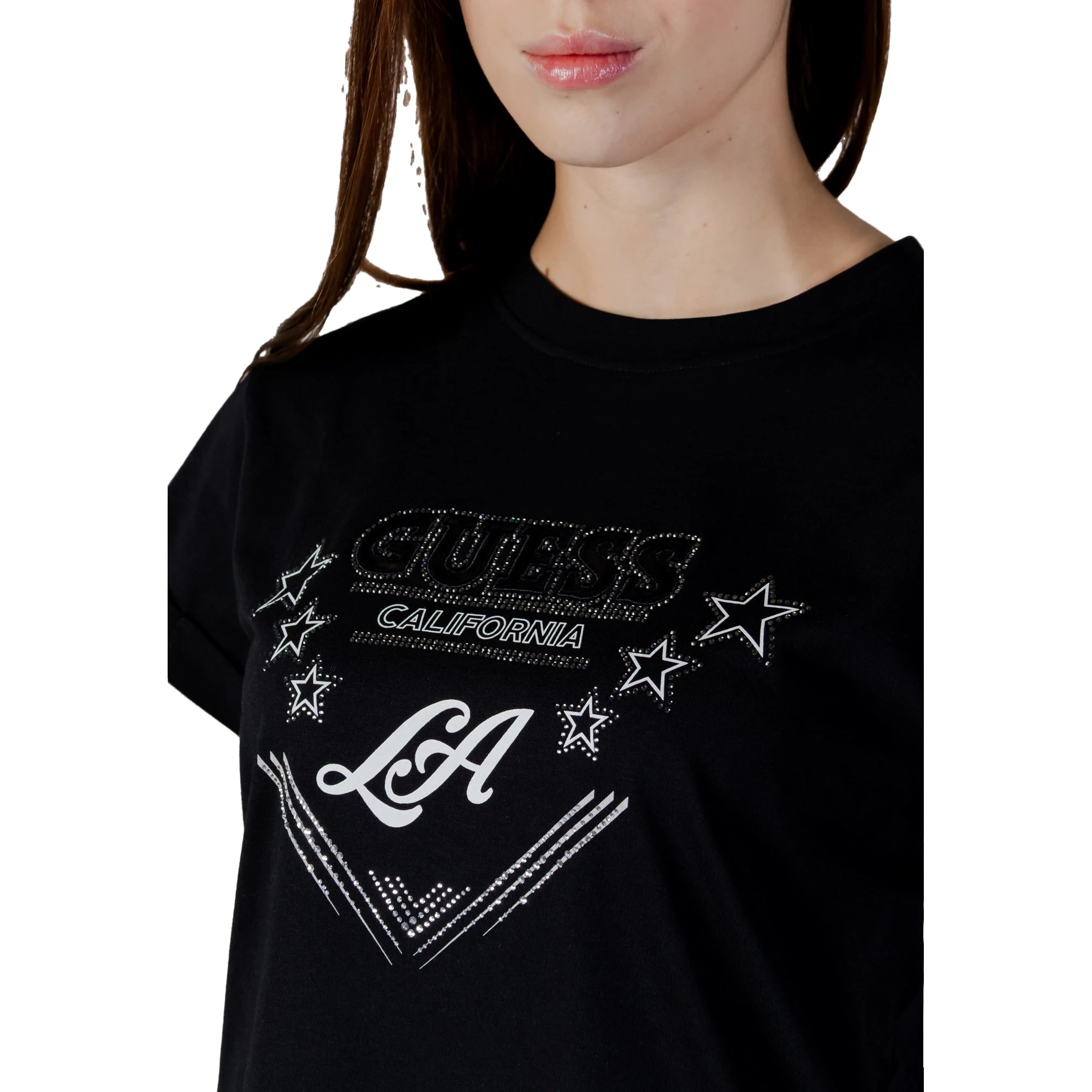 T-shirt Donna Nera SS CN LA STARS TEE 100% Cotone