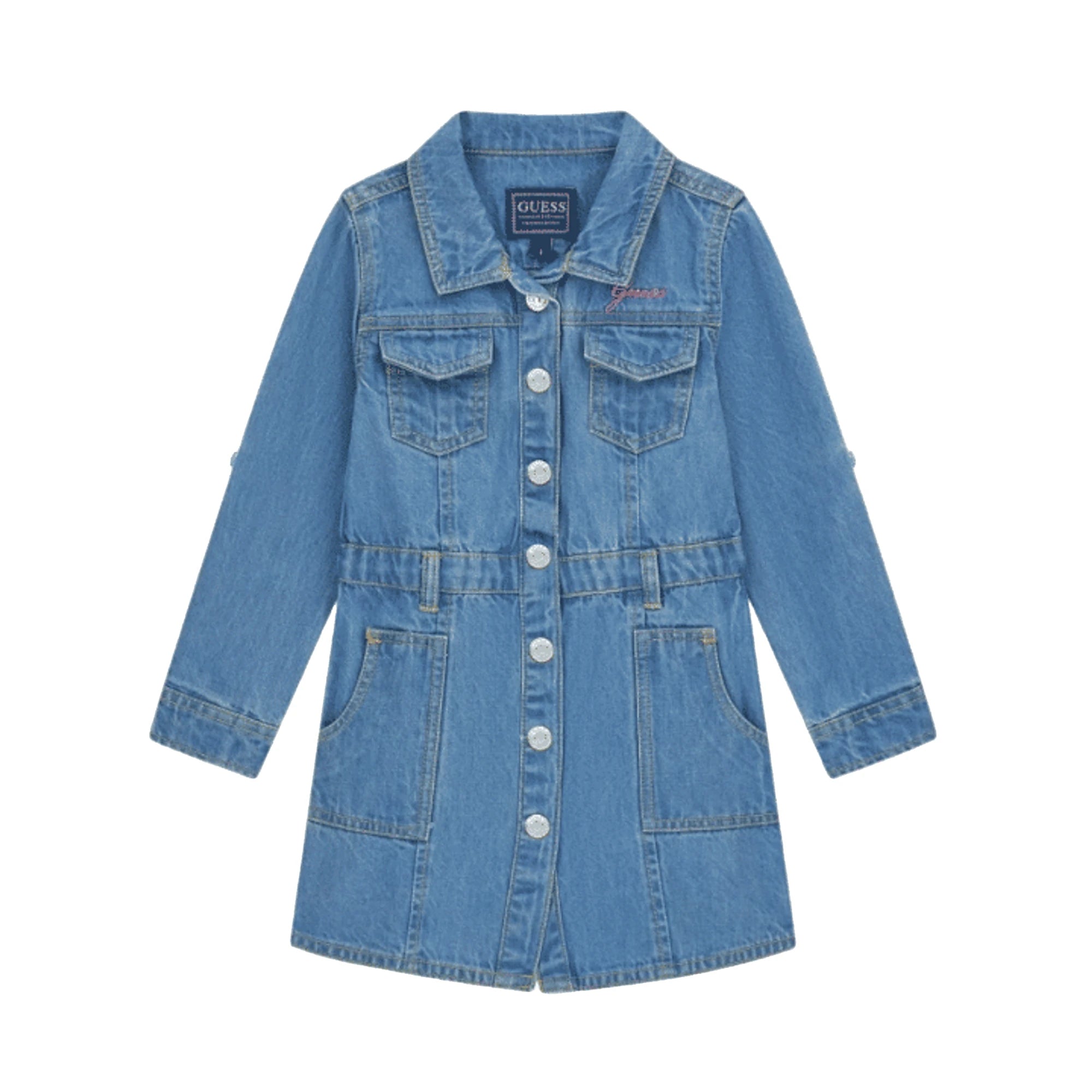 Vestito Jeans Bambina Cotone Maniche Lunghe