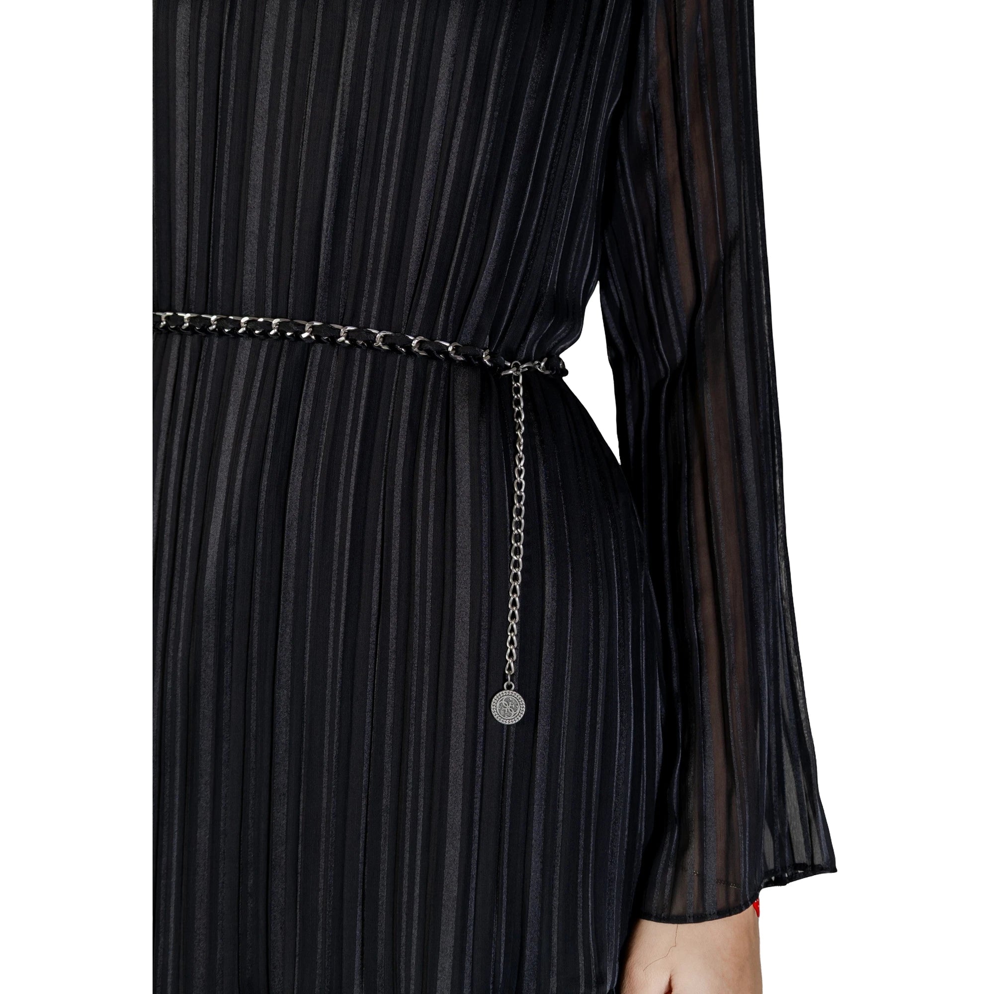 Vestito Midi LS ILENIA PLEAT DRESS Elegante Nero