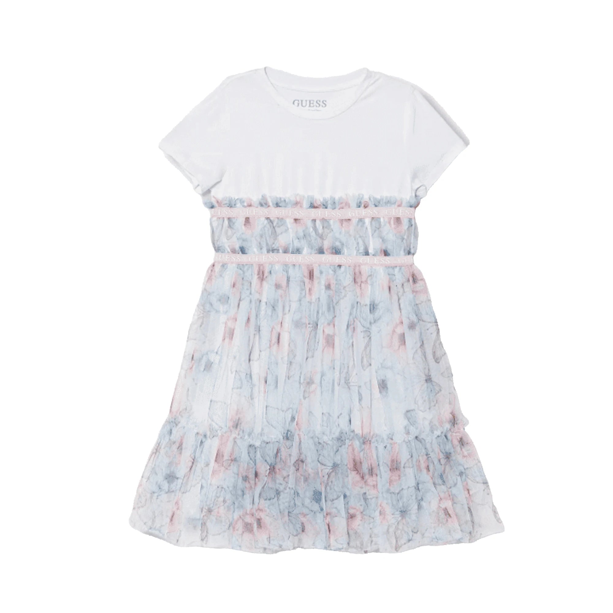 Vestito Bambina Bianco Stampa Farfalle