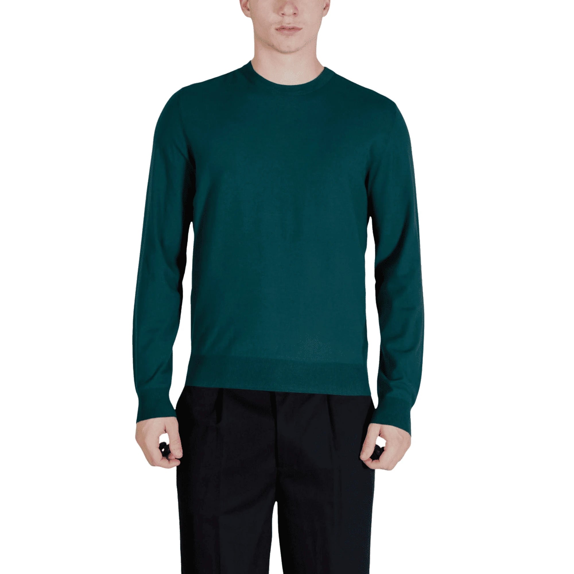 Maglia Uomo Verde Maniche Lunghe Scollo Tondo