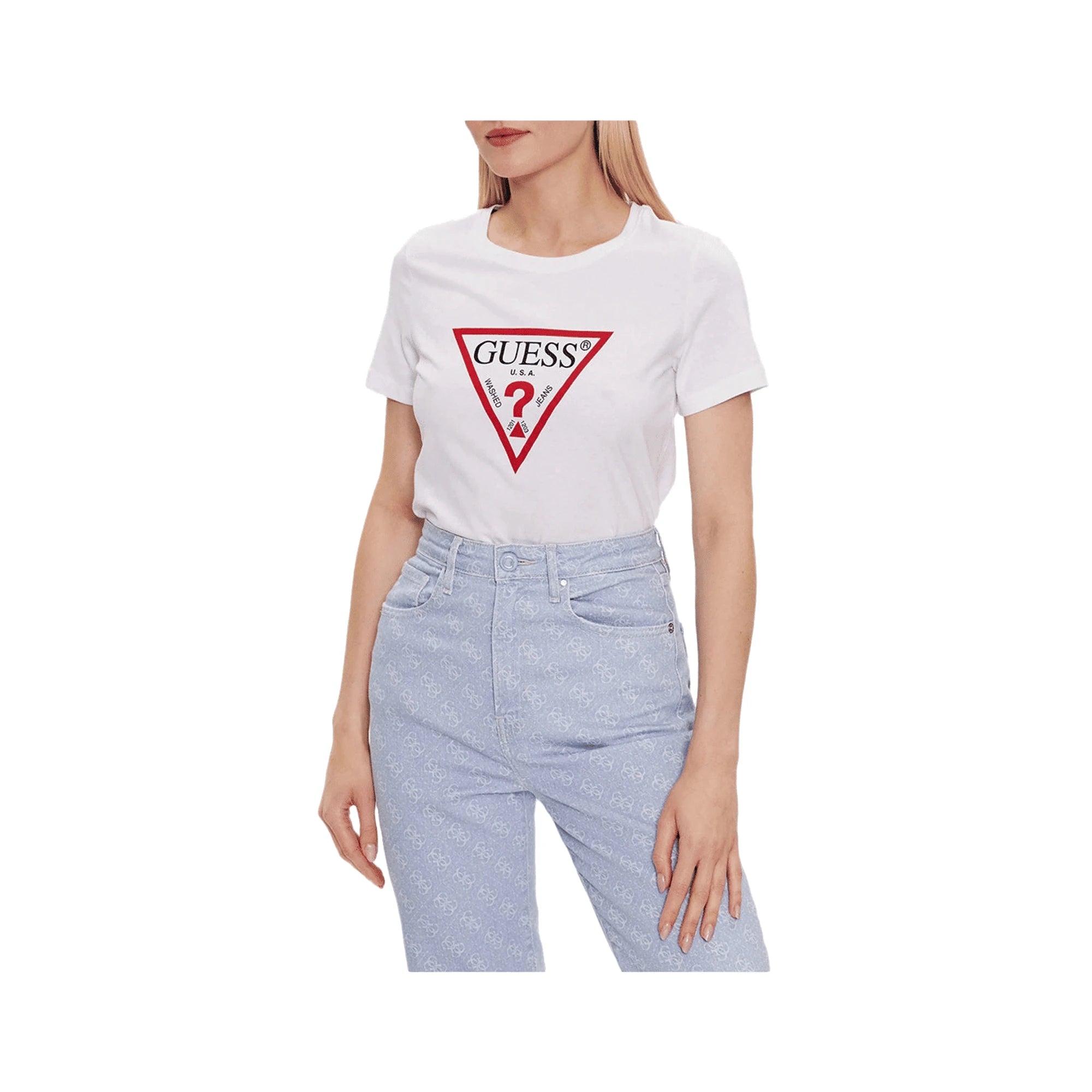 T-Shirt Donna Bianca Logo frontale in Cotone