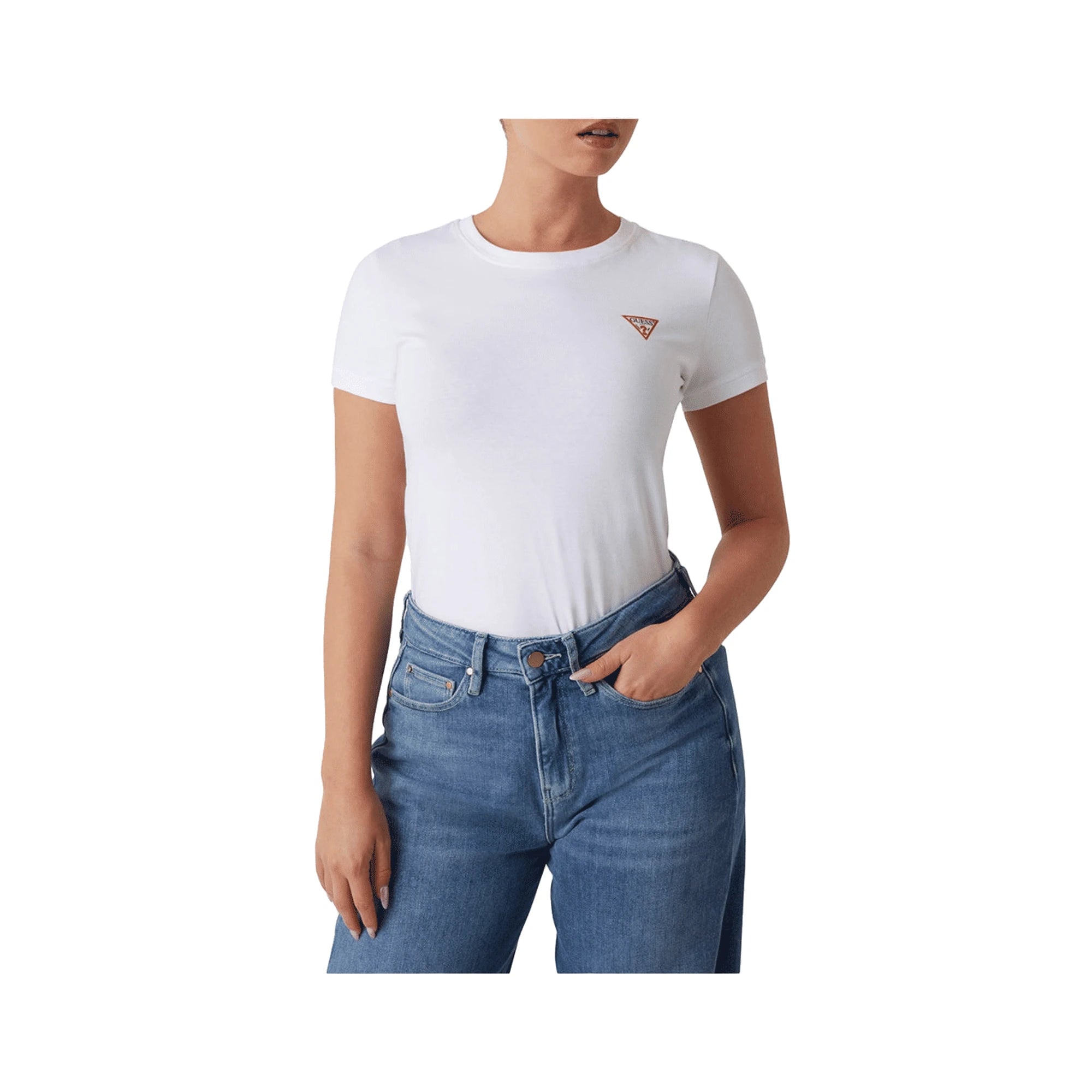 T-Shirt Donna Bianca Cotone Logo Frontale