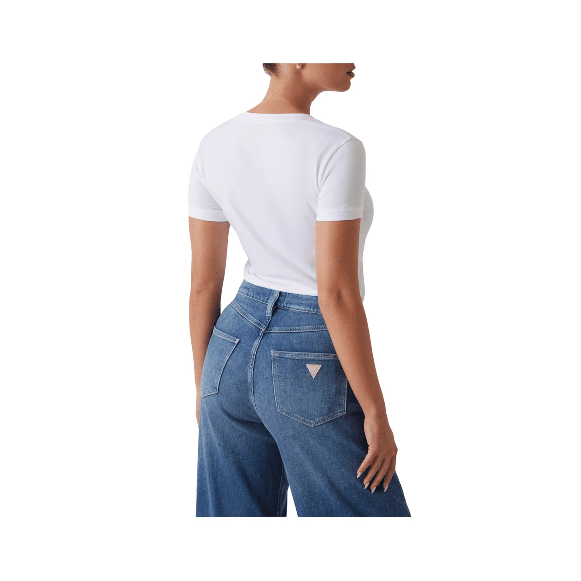T-Shirt Donna Bianca Cotone Logo Frontale
