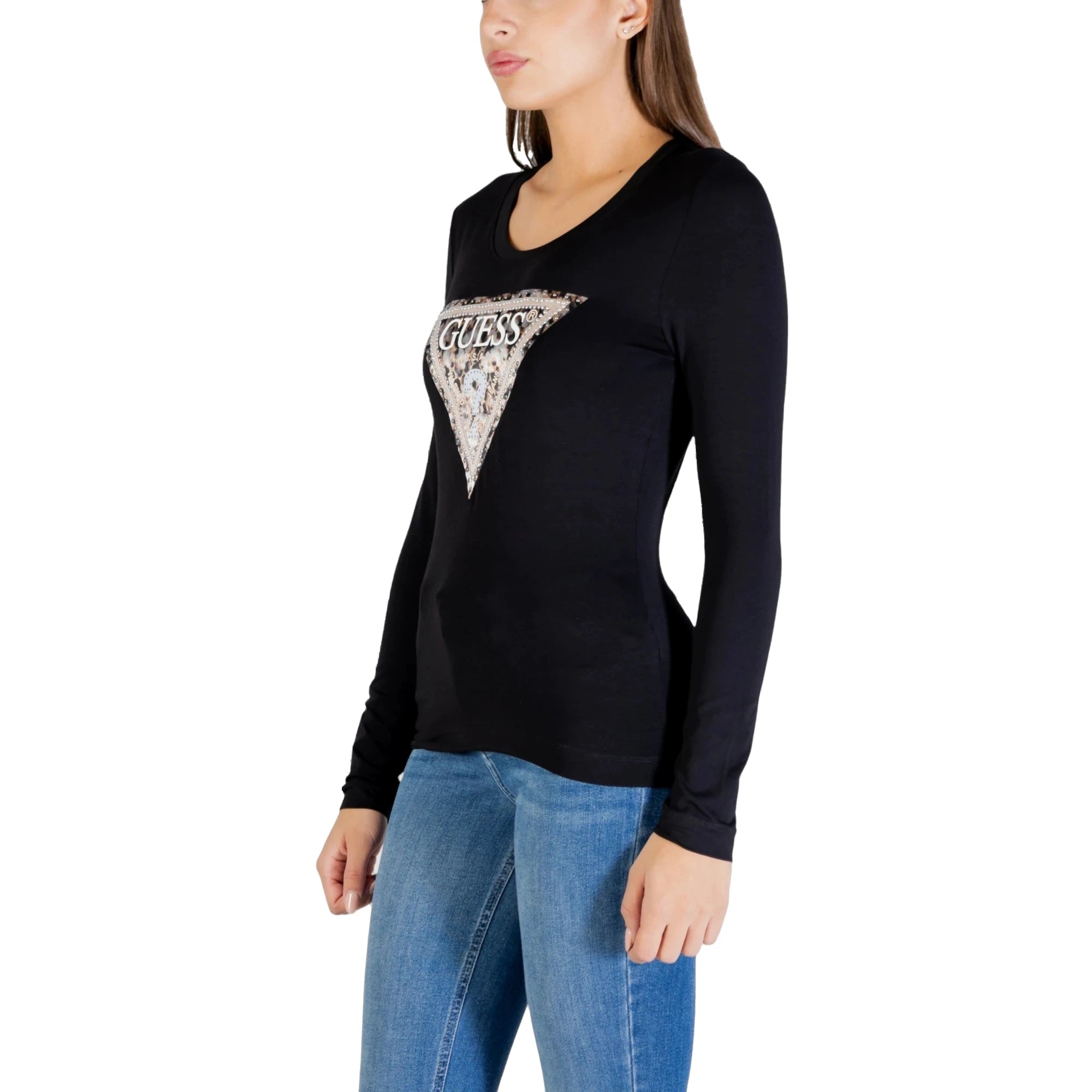 Maglia Manica Lunga Donna Logo Triangolo Animalier