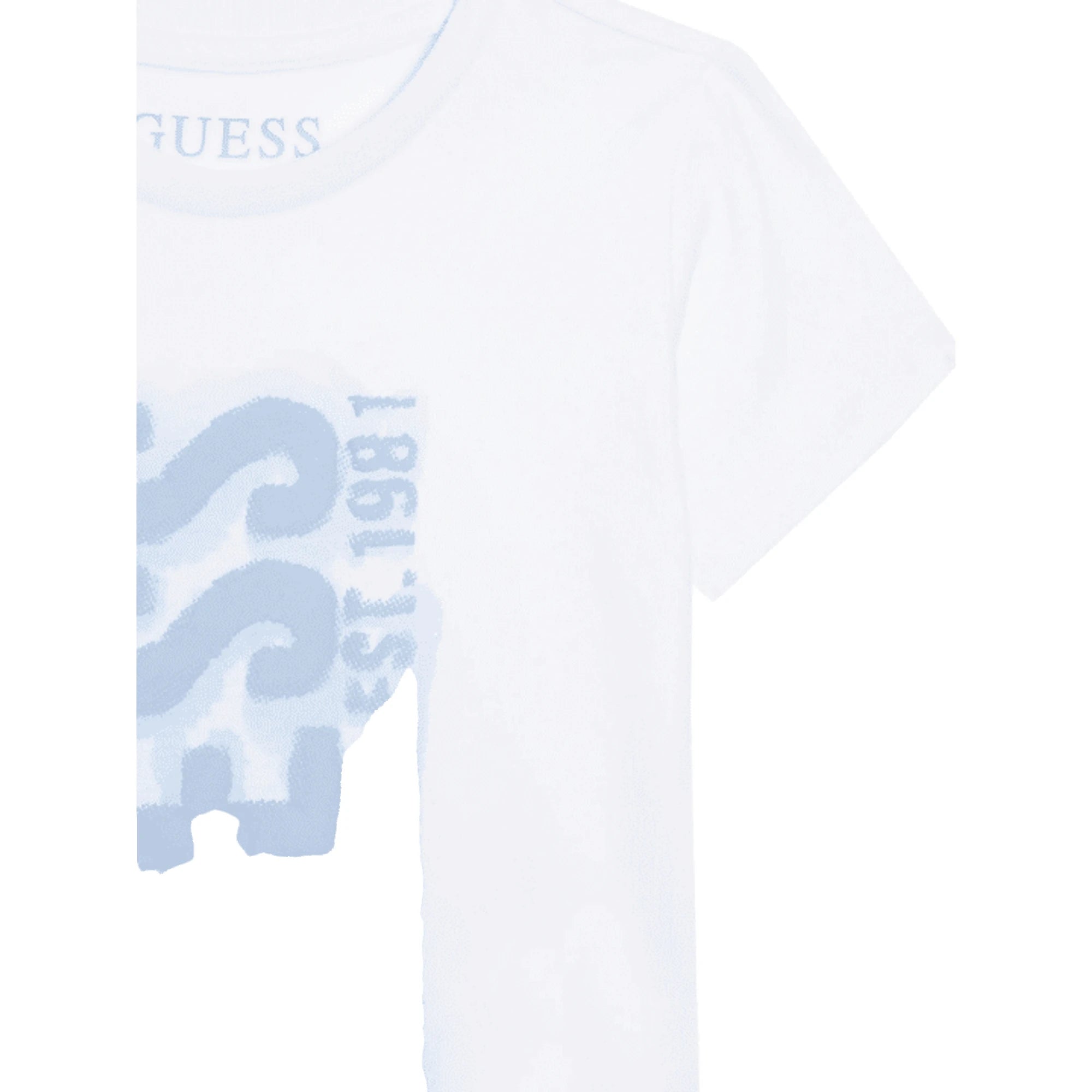 GUESS T-shirt Bambino Cotone Biologico Logo Bianco