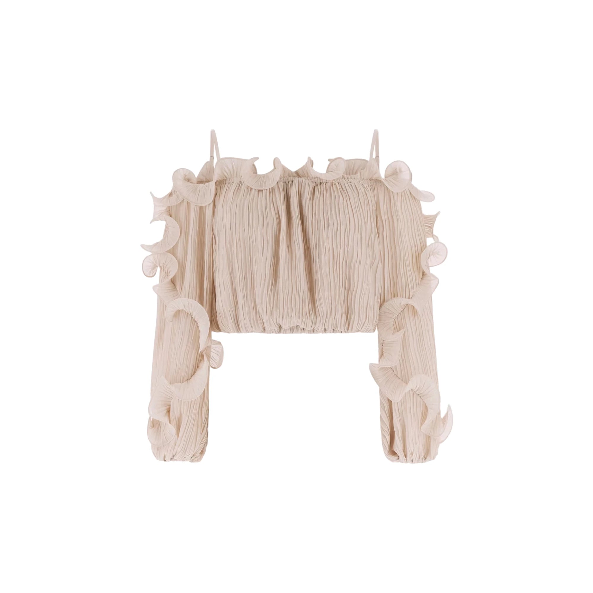 Top chiffon con scollo off shoulder da donna