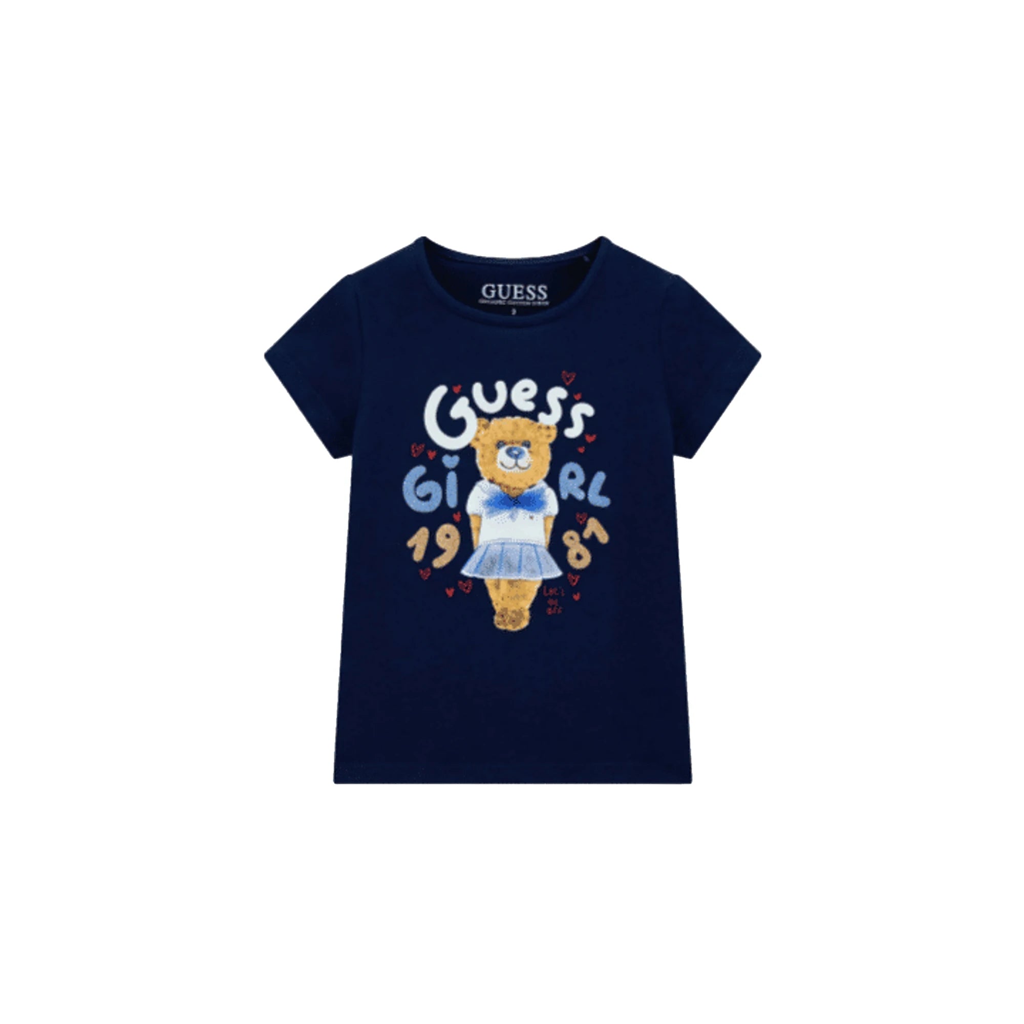 GUESS T-shirt da Bimba con Stampa Logo Glitter in Cotone Elasticizzato