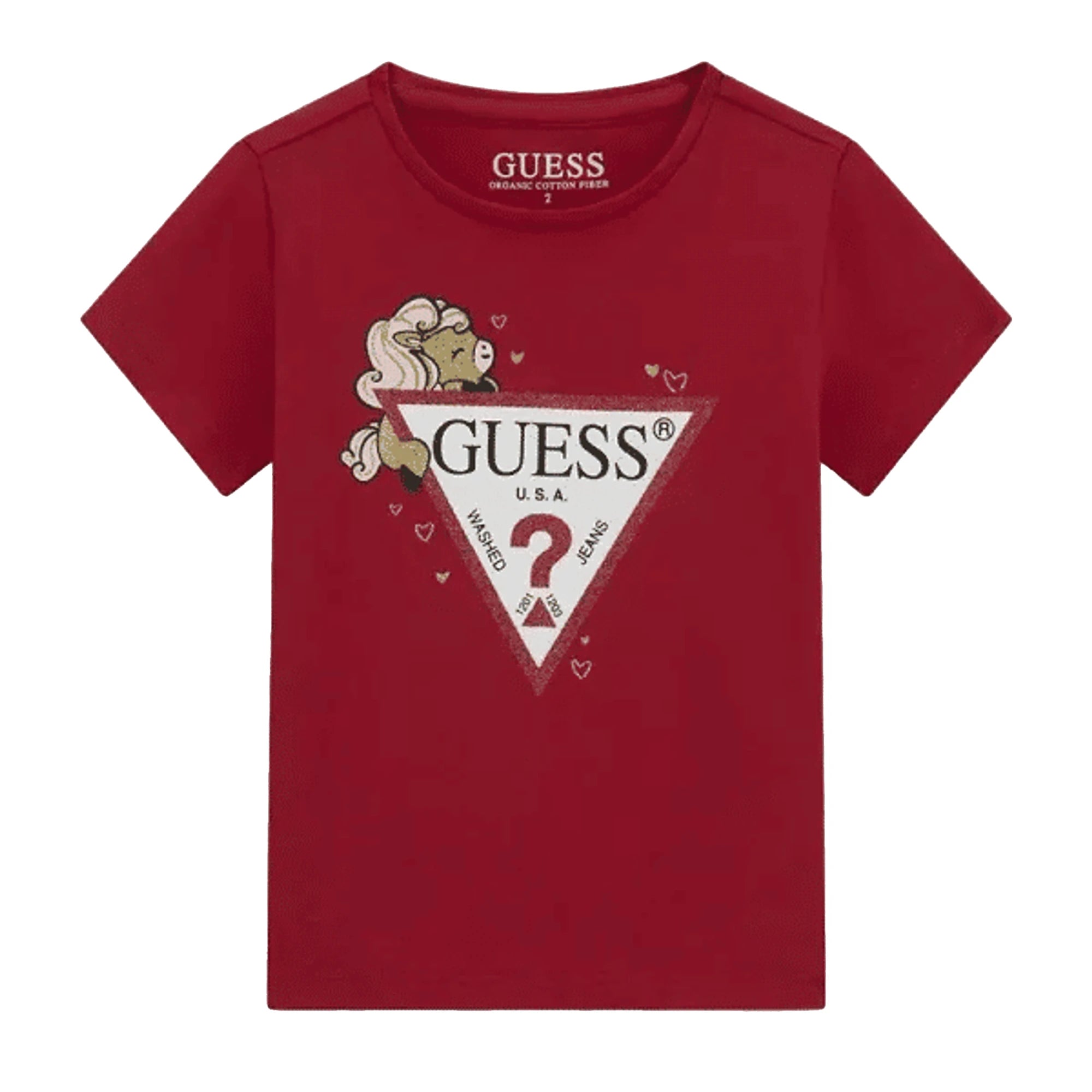 GUESS T-shirt Baby in Cotone Biologico con Logo Glitter