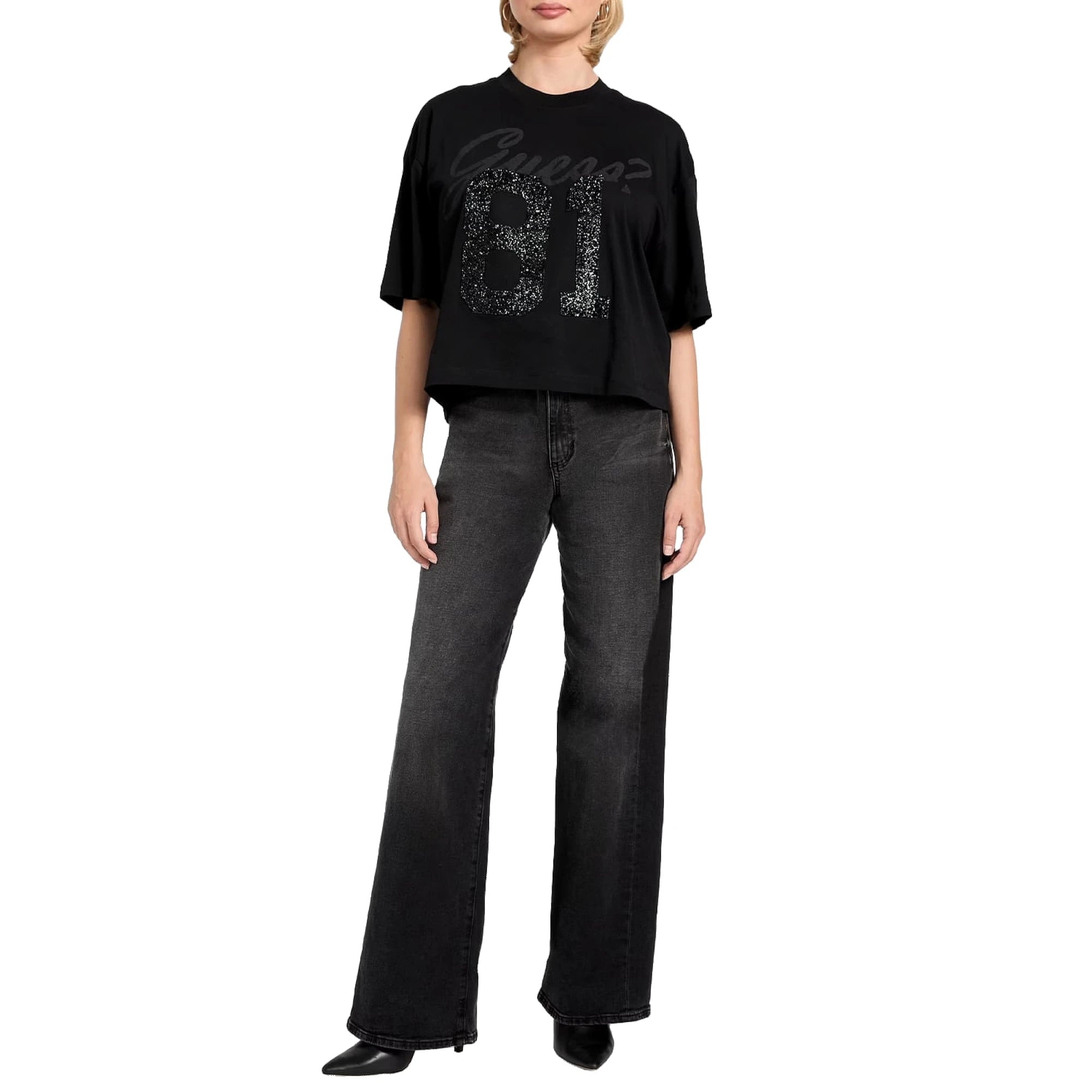 GUESS T-shirt da Donna Oversize in Cotone Biologico con logo